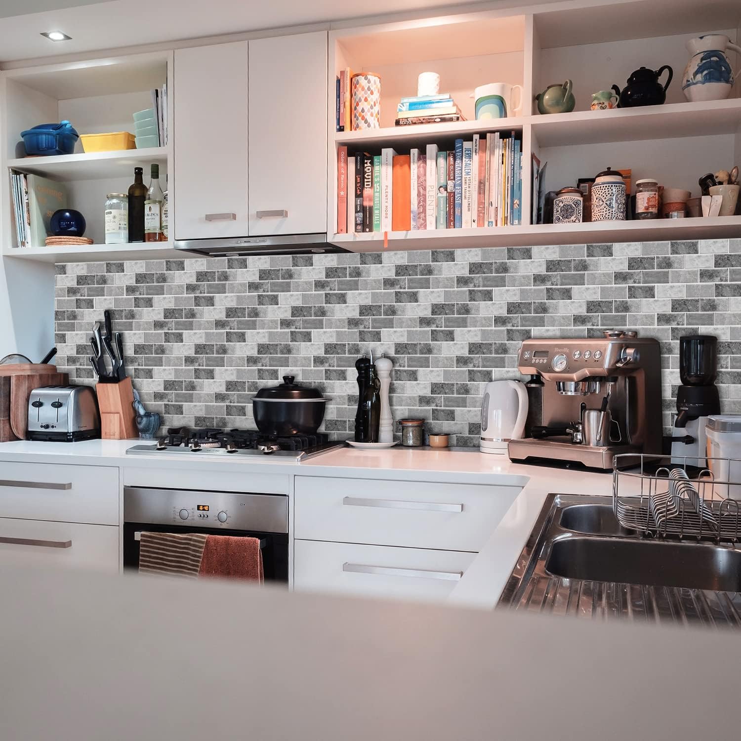 Alwayspon Adhesivo de vinilo para despegar y pegar, adhesivos de transferencia de azulejos para sala de estar, cocina, baño, 12 x 6 pulgadas, 24