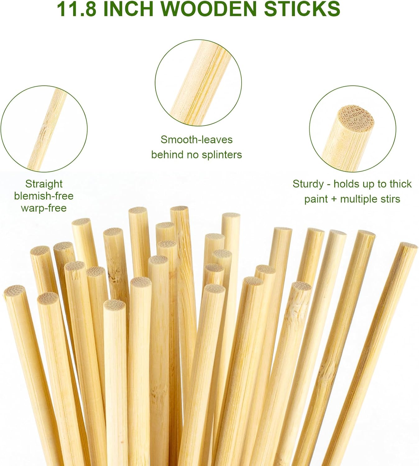 100 varillas de madera redondas de 18 x 12 pulgadas, varillas de bambú sin terminar, varillas de madera para manualidades y proyectos de arte de