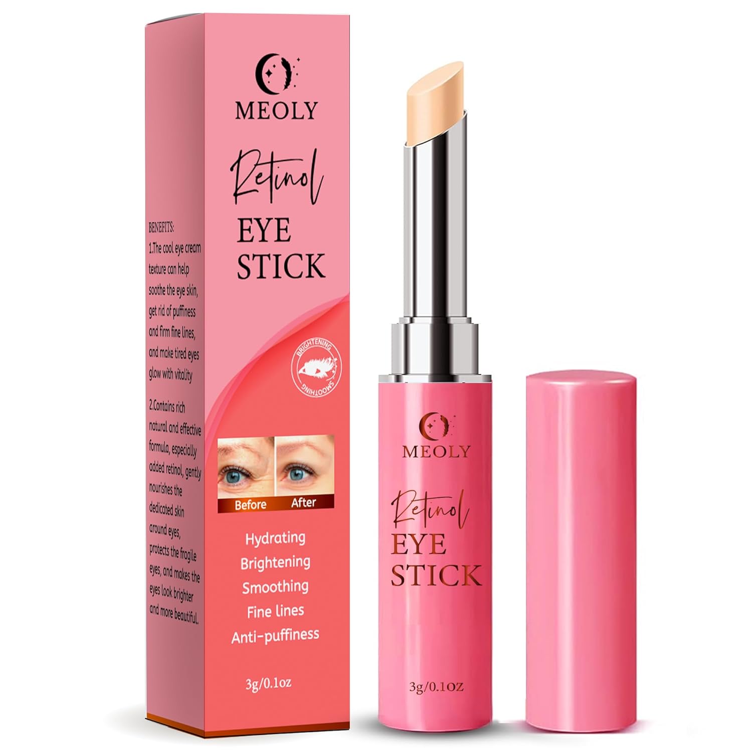 Removedor instantáneo de bolsas de ojos, crema de ojos de retinol para ojeras, barra iluminadora debajo de los ojos, crema antienvejecimiento, crema
