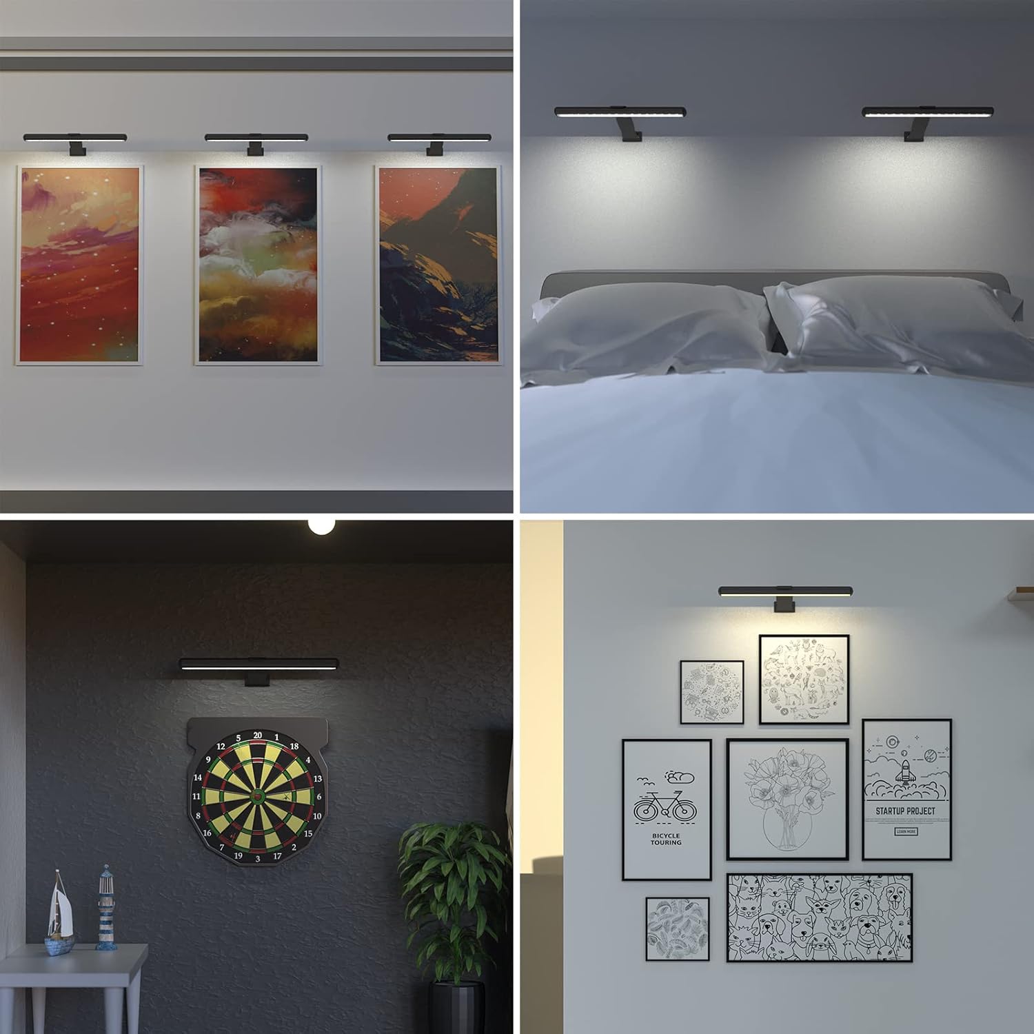 Luces de imagen para pinturas recargables, luz artística de pared con control remoto inalámbrico, luz sobre la imagen regulable con atenuador