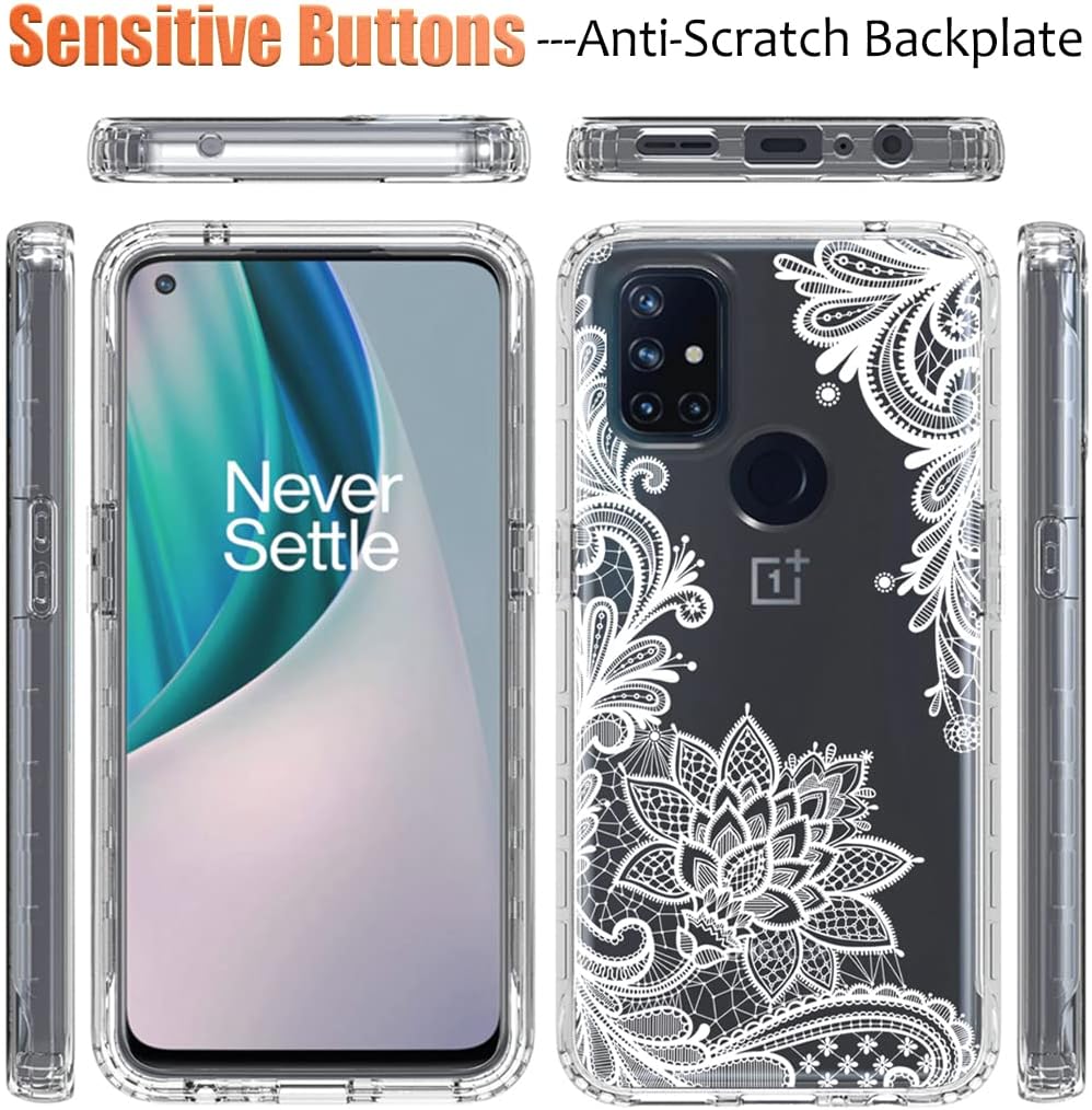 Funda para OnePlus Nord N10 5G, OnePlus N10 BE2029 con protector de pantalla de vidrio templado, diseño floral a prueba de golpes, cubierta