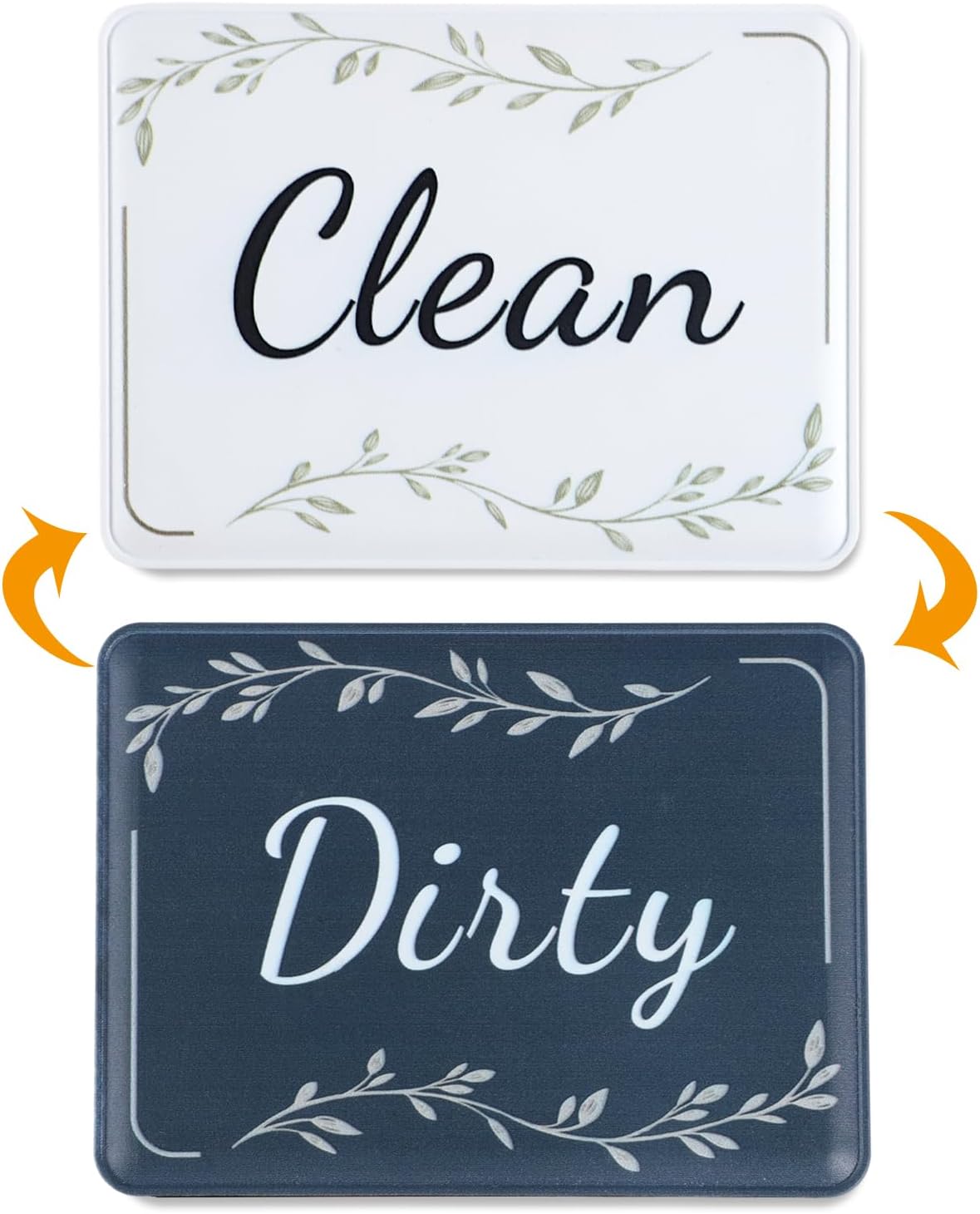 Imán para lavavajillas Clean Dirty Sign, imán de Clean Dirty para lavavajillas, impermeable, reversible, con adhesivo Matel, hojas negras, blancas,