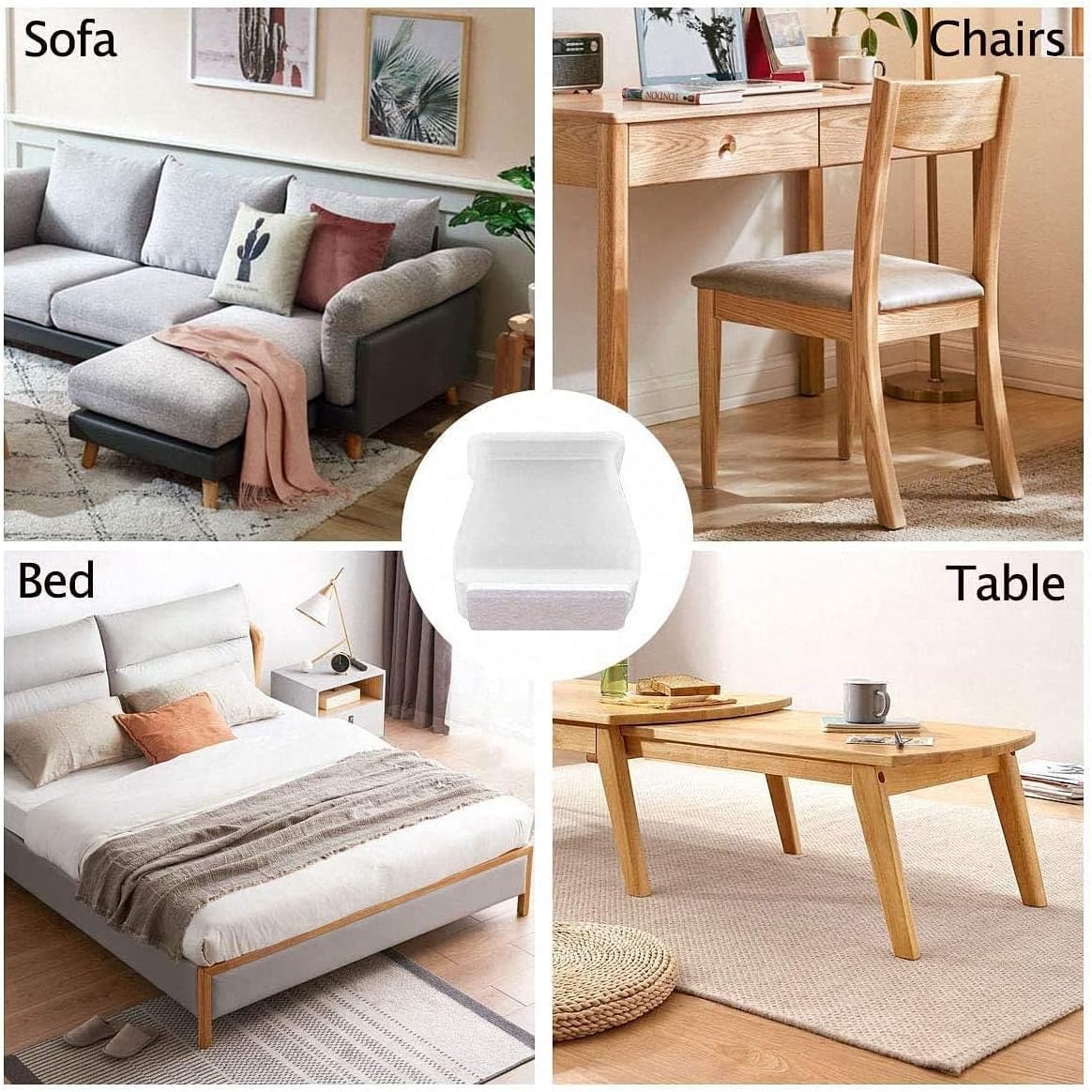 Ulalaza Juego de 16 tapas cuadradas para patas de silla, protectores con parte inferior de fieltro, goma termoplástica, tapas para patas de muebles,