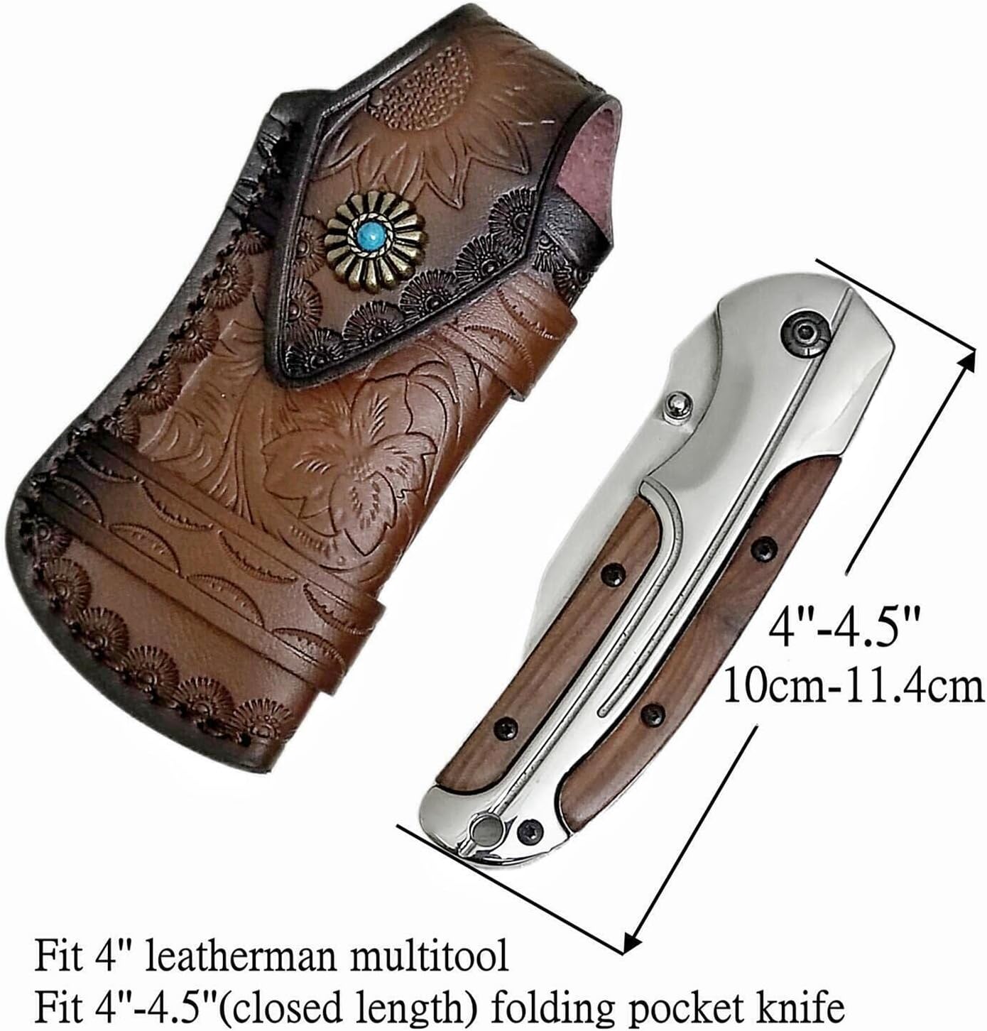 Horizontally Carry Pocket Knife Sheaths for 4”-4,5” Knives