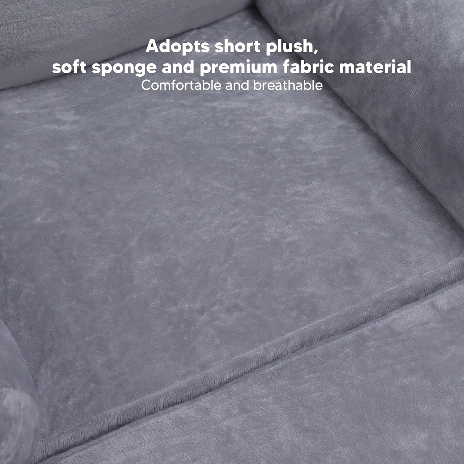 PenRux Sofá plegable para niños, diseño de perro gris de dibujos animados, material suave, asa ancha, fácil de usar, sofá cama para niños y niñas (3