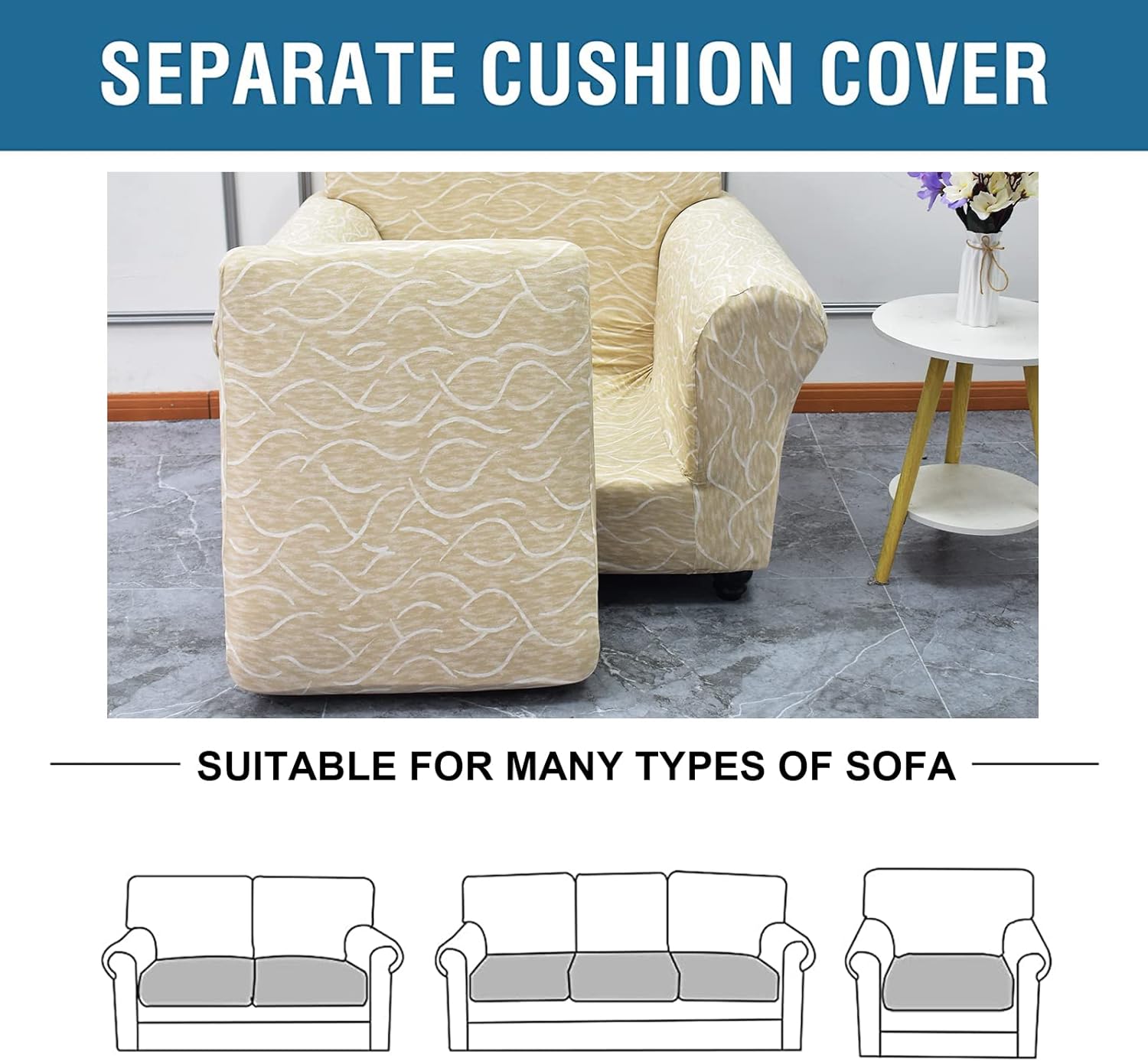 HAOYONG Fundas de sofá de 4 piezas para sofá de 3 cojines, fundas de alta elasticidad para sofás, fundas de cojín lavables, fundas de muebles, funda