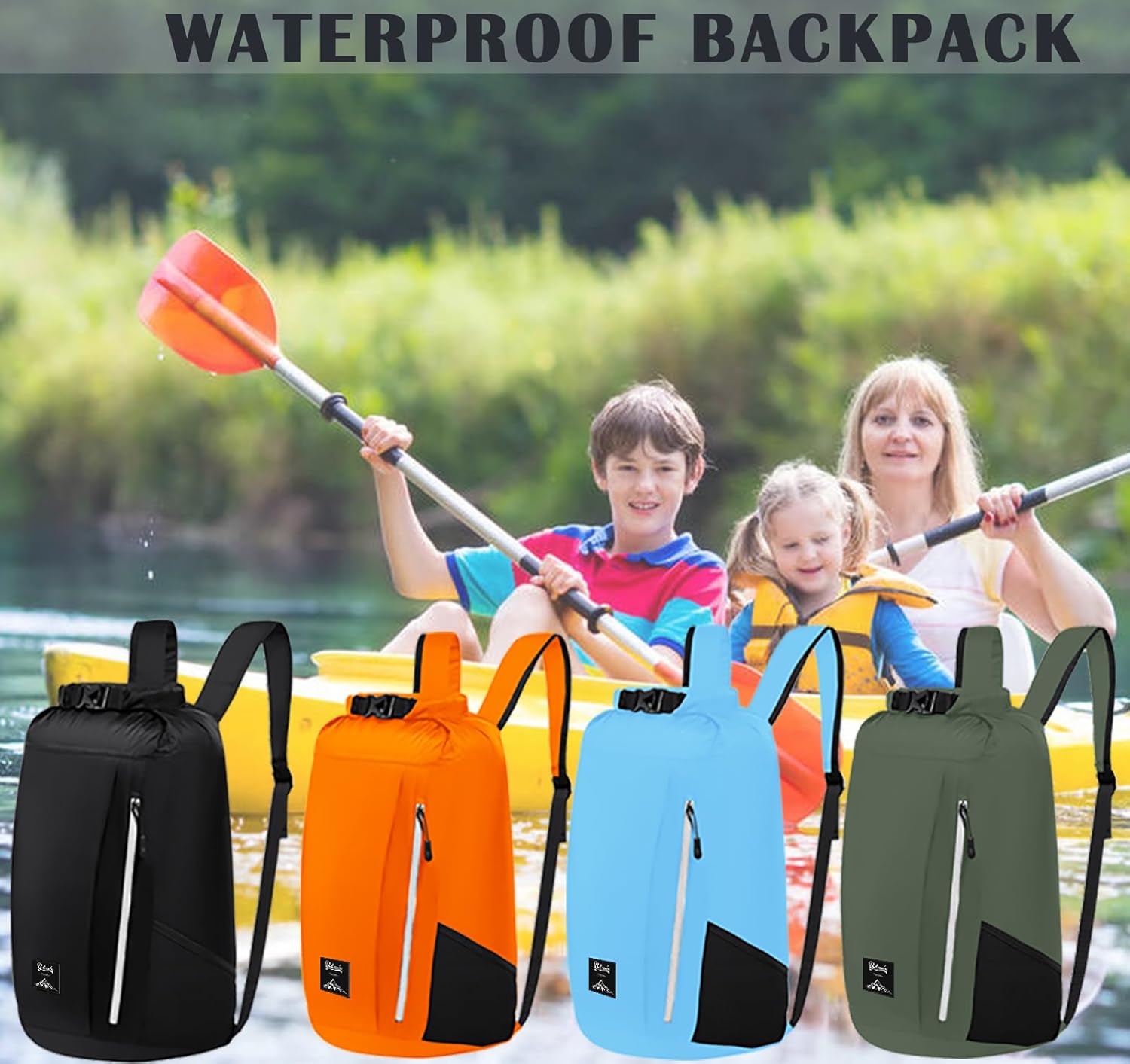 Mochila impermeable a prueba de arena de 20 litros, bolsa seca ligera e impermeable, saco seco plegable con funda para teléfono y bolsa de cintura