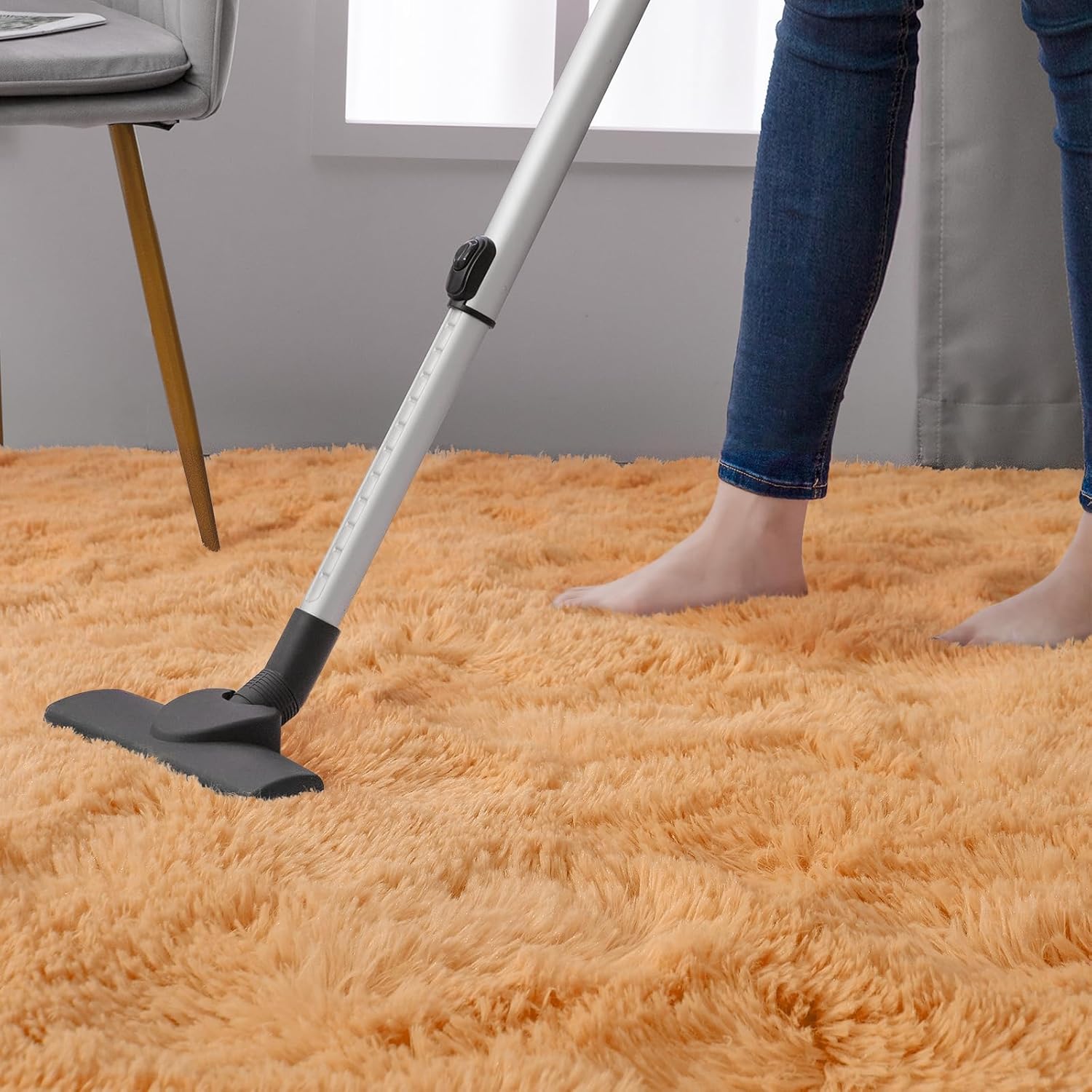 DweIke – Alfombras de área peludas supersuaves y mullidas de 6 x 9 pies, color naranja claro, para sala de estar, dormitorio, habitación de niñas y