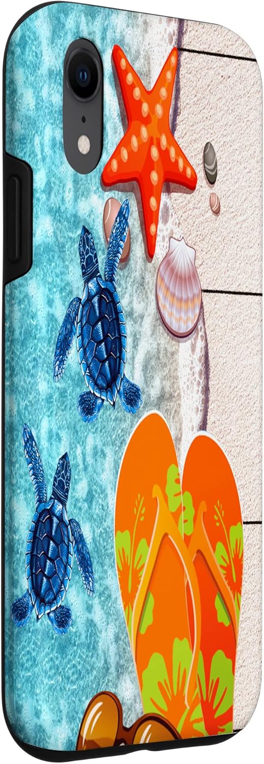 Funda para iPhone XR Sea Turtle And Flip Flop Summer For Summer Lover