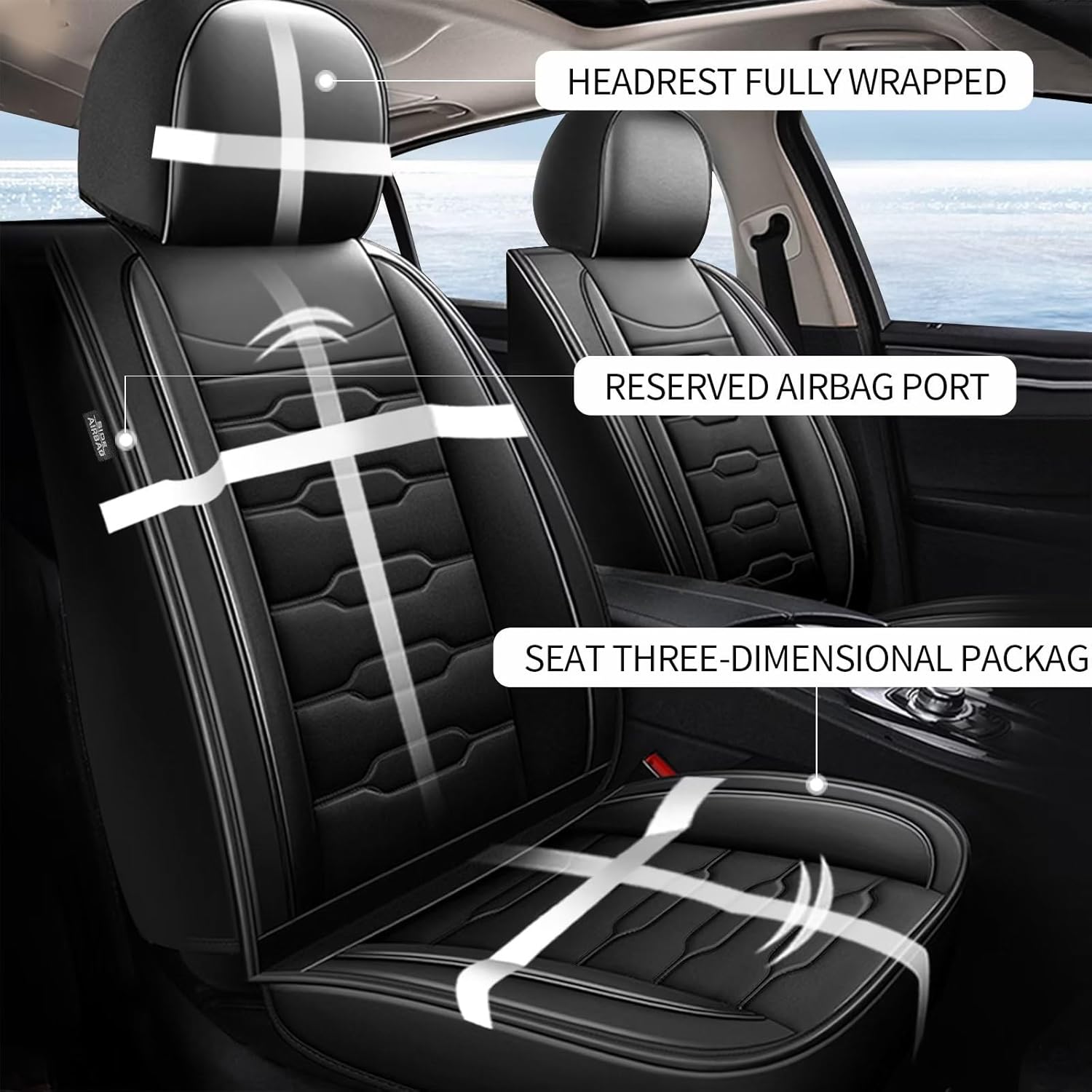 AOMSAZTO Funda de asiento de automóvil compatible con Jeep Grand Cherokee 2004-2010, solo 2 asientos delanteros, protector de cojín de asiento de