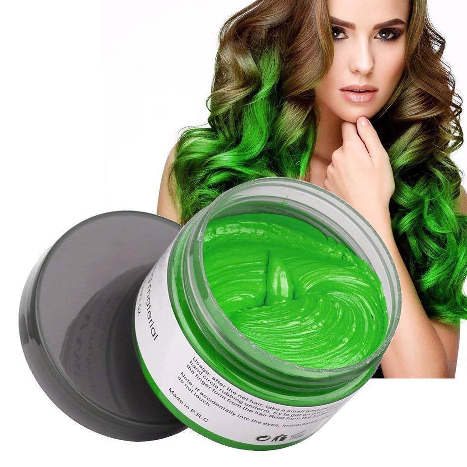 Color de cera temporal verde para el cabello, color verde en aerosol para el cabello, tinte de cera para el cabello, arcilla para peinar el cabello,