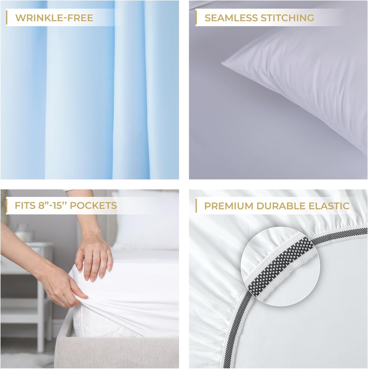 Linens – Juego de sábanas de percal de 3 piezas, tamaño individual XL, blanco, sábanas 100% algodón con bolsillo profundo elástico, juego de ropa de