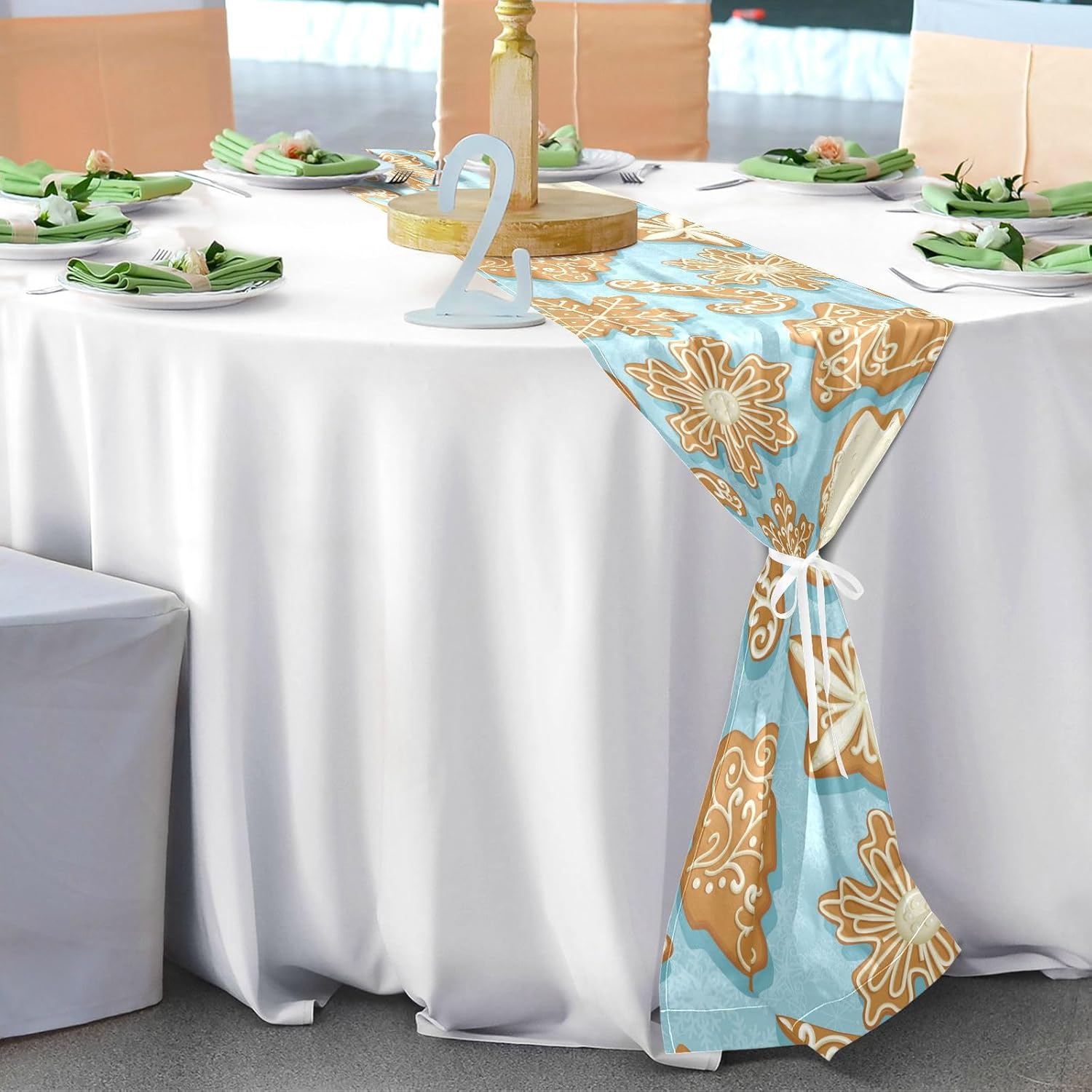 Christmas Gingerbread Table Runner Autumn Table Runner for Desk Decor Christmas Table Runner 108 Inches Long