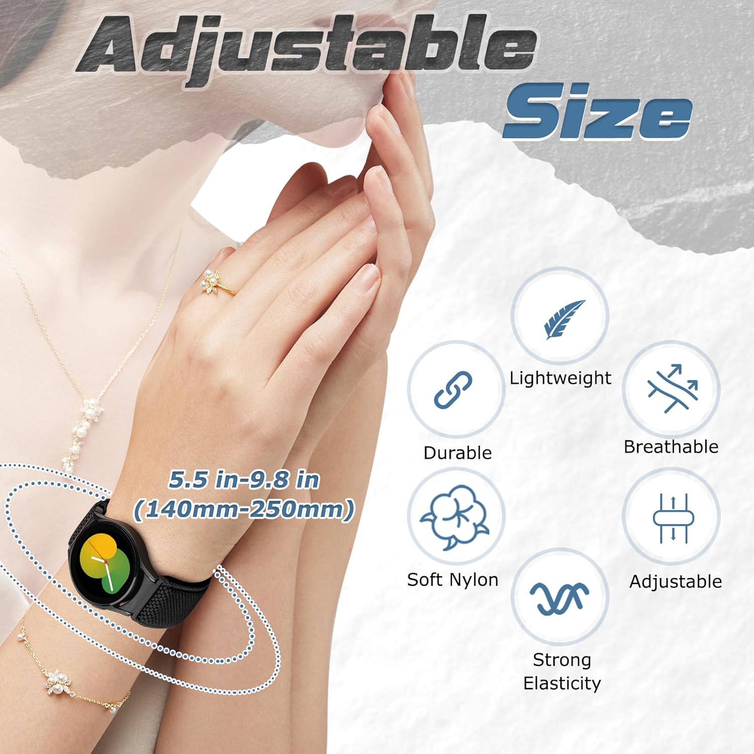 Correas elásticas de reloj compatibles con Samsung Galaxy Watch 654 de 1.575 pulgadas, 1.732 pulgadas, Galaxy Watch 6 Classic de 1.732 pulgadas,