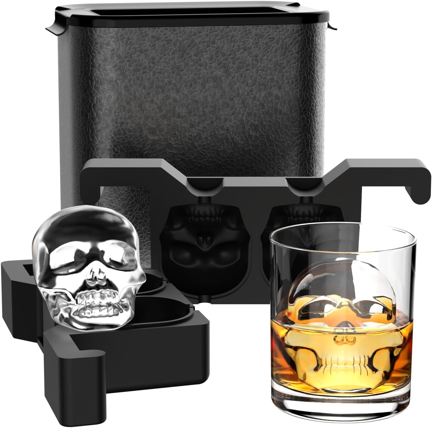 Fabricante de cubitos de hielo con forma de calavera bandeja de cubitos de hielo transparente – 3D Skull Big Ice Ball Maker – Cubos de hielo para