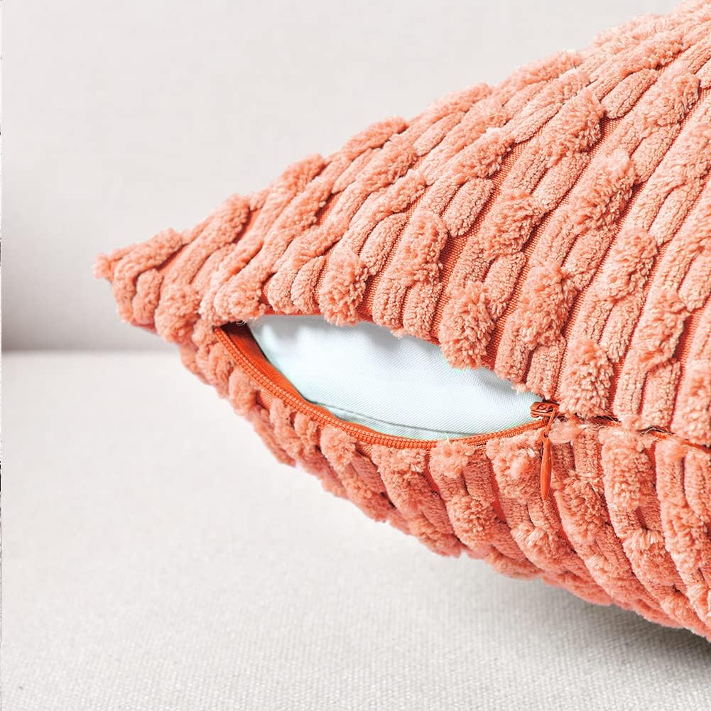 Fancy Homi Paquete de 2 fundas de almohada decorativas coralinas de 22 x 22 pulgadas para sofá y cama, decoración moderna de estilo bohemio para el