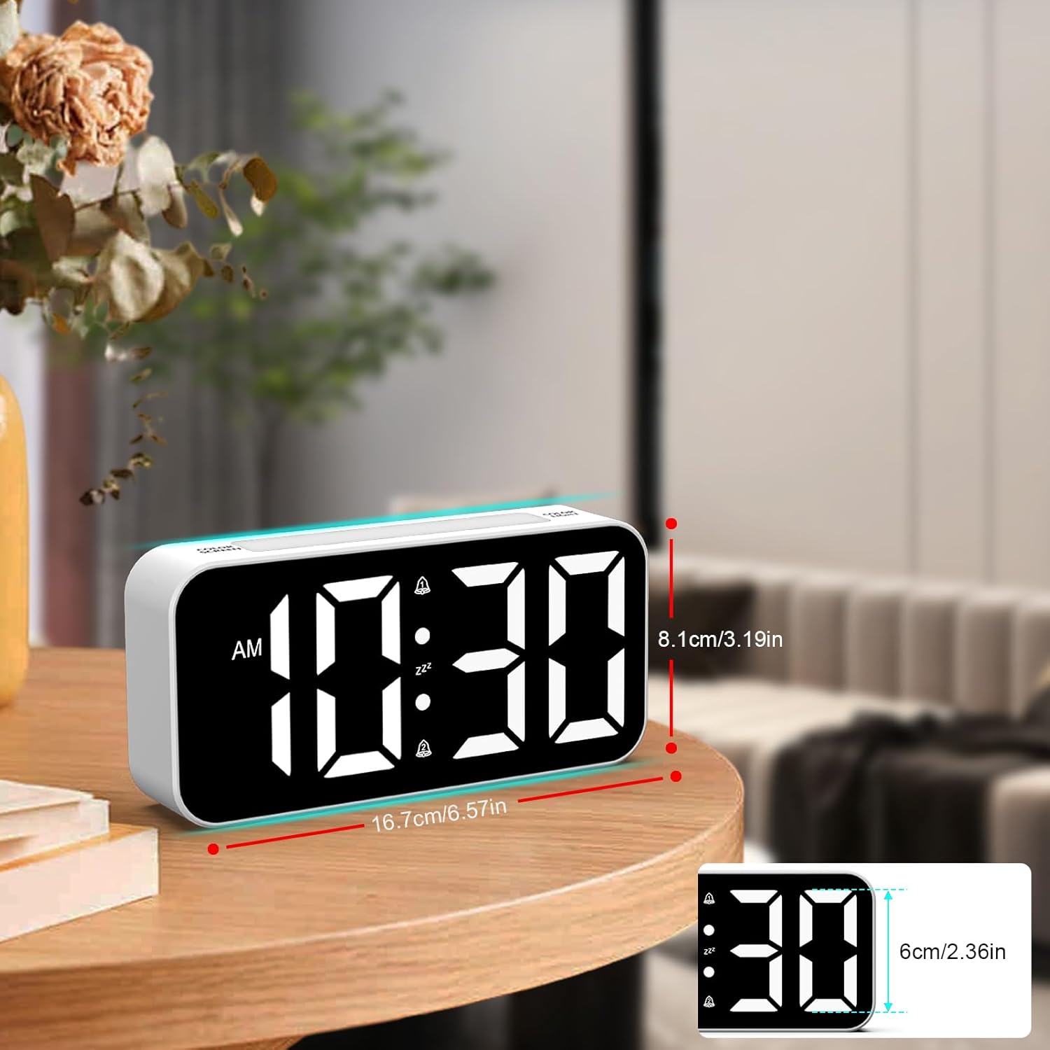 Topski Reloj despertador ruidoso para dormitorios que duermen pesados, reloj digital con luz nocturna, pantalla grande, alarma doble, repetición,