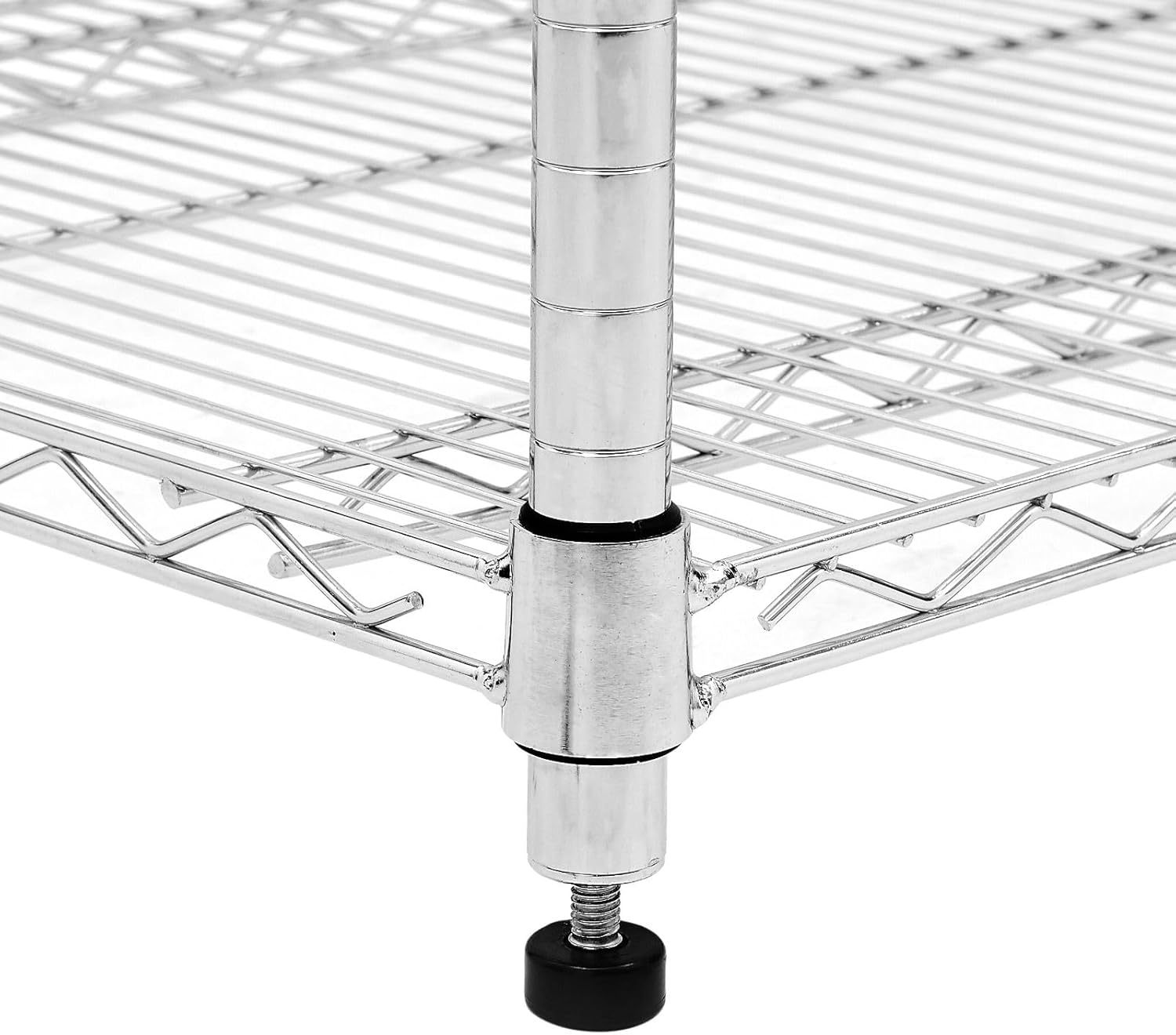 Estantería de alambre cromado, organizador de almacenamiento ajustable de metal resistente para despensa, garaje, baño, cocina, plata