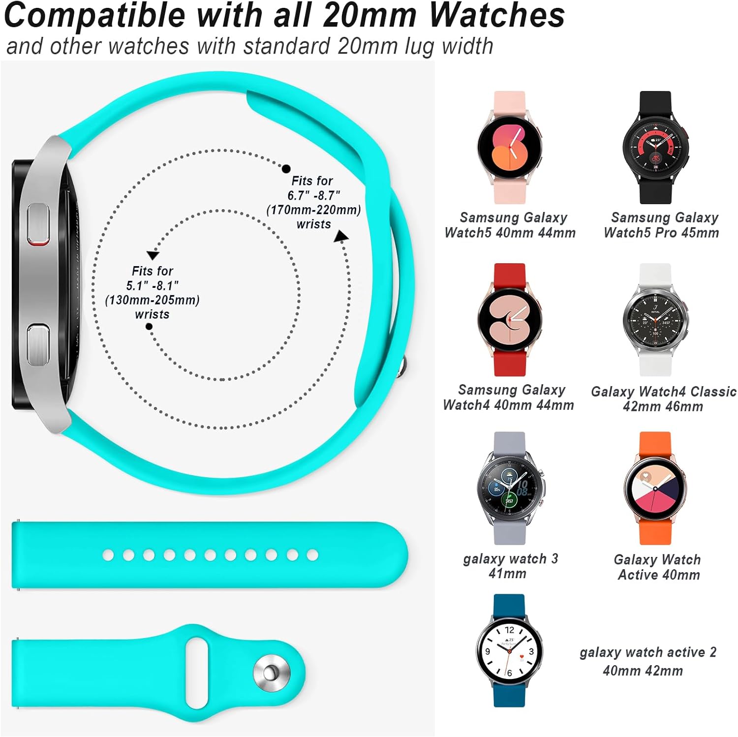 Paquete de 3 correas para Samsung Galaxy Watch 66 Classic de 1.575 in 1.732 in 1.693 in 1.850 in, Galaxy Watch 5Galaxy Watch 4, correa de repuesto