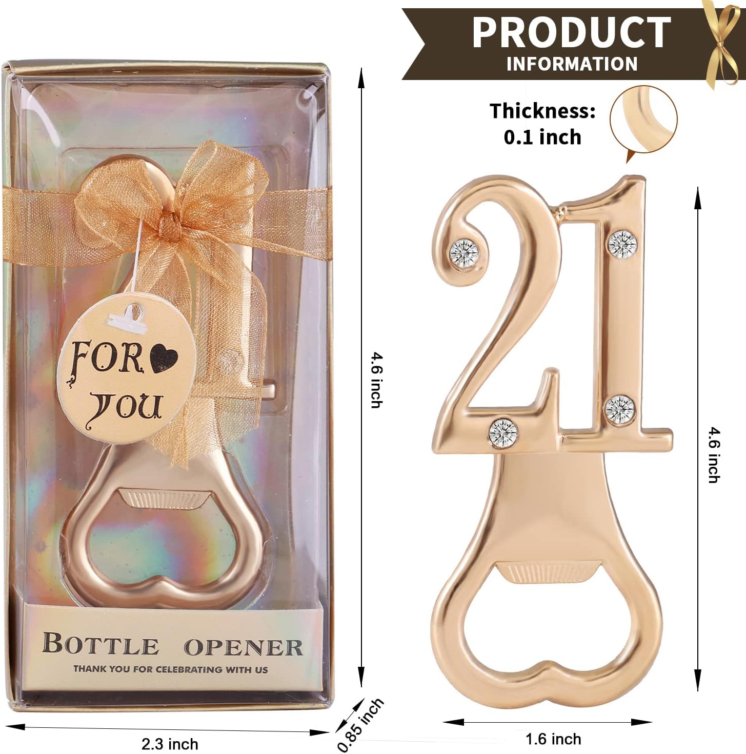 Paquete de 24 abridores creativos de botellas para regalos de fiesta de cumpleaños 21 o aniversario de boda, regalos de fiesta de cumpleaños con