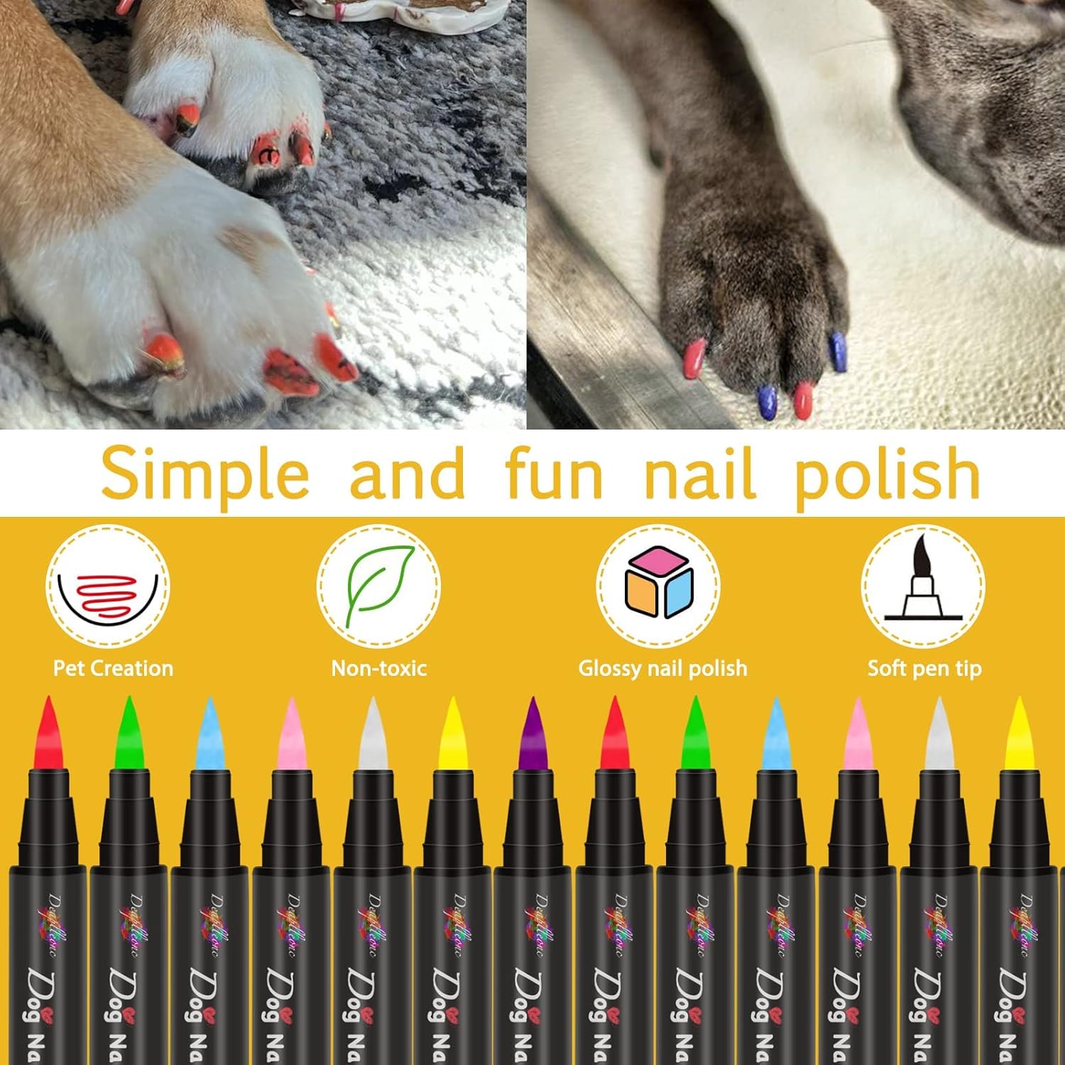 Esmalte de uñas para perro, bolígrafos de esmalte de uñas para perro, de secado rápido, no tóxicos, rosa, rojo, morado, azul, bolígrafo de esmalte