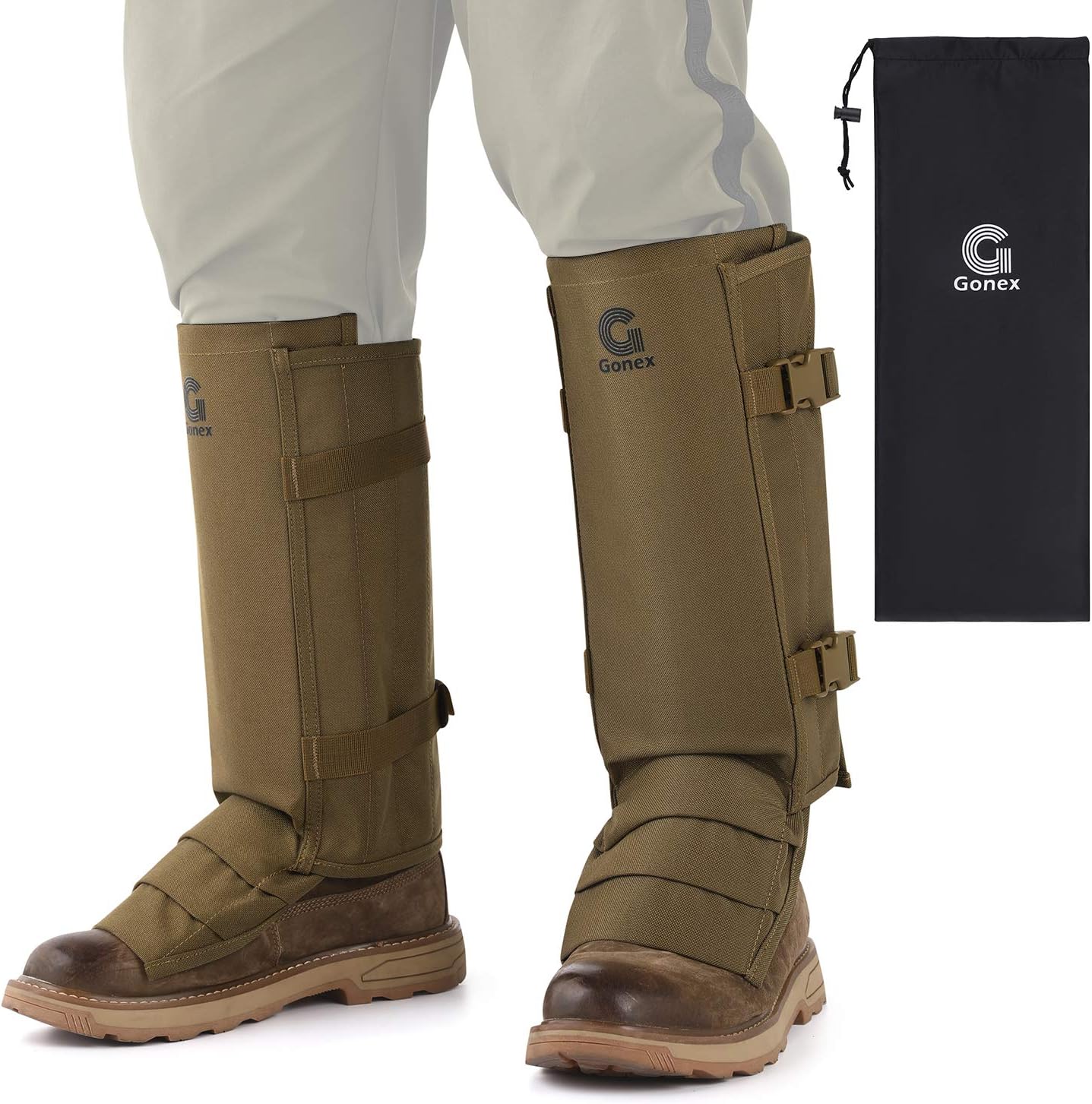 Gonex Polainas de serpiente, protectores de serpientes impermeables, protección contra mordeduras de serpiente para piernas inferiores, polainas a