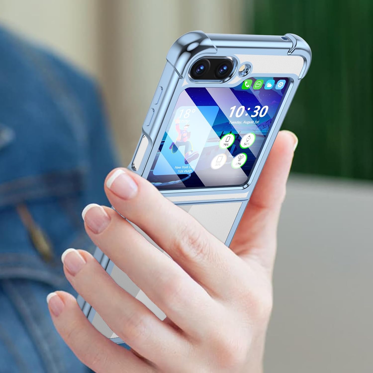 Funda para Galaxy Z Flip 5, funda Z Flip 5, transparente, delgada, transparente, bisagra a prueba de golpes, suave TPU flip5 funda para teléfono
