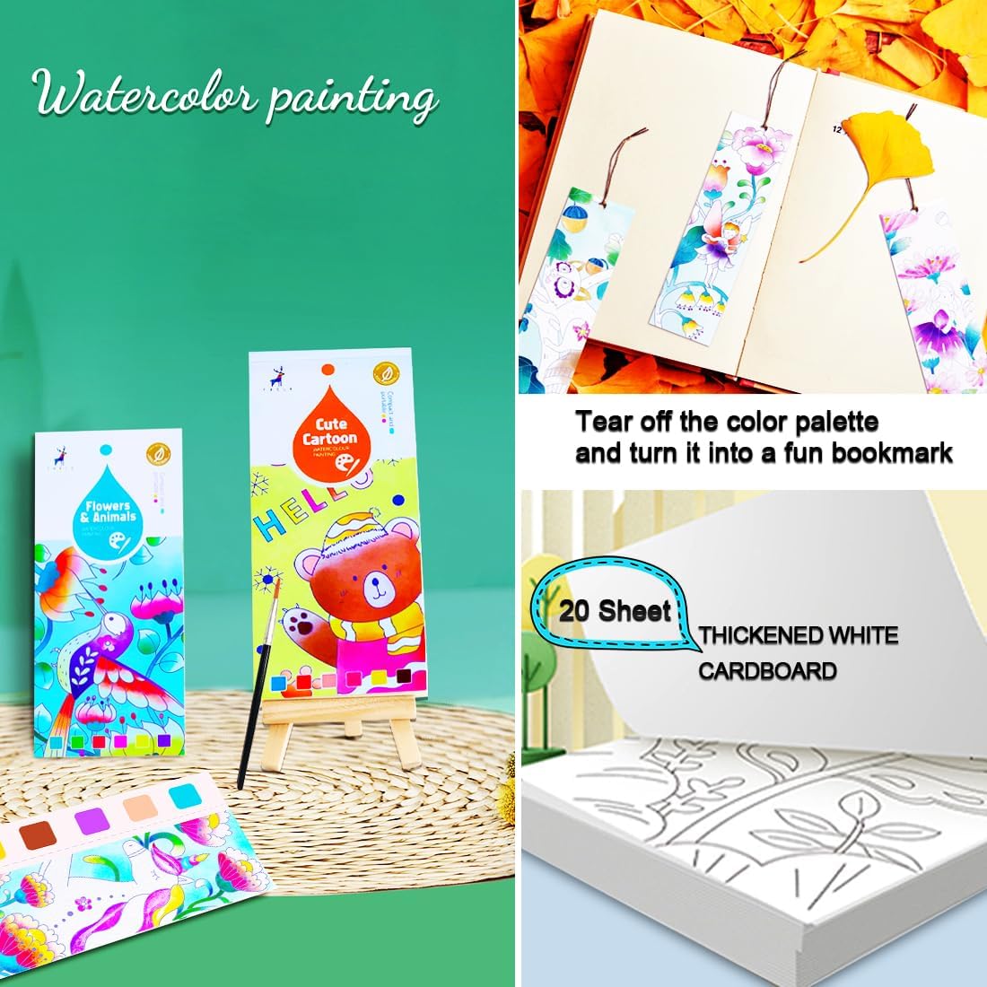 YXOTJHS Juegos de pintura de acuarela para niños, libro de pintura de acuarela de bolsillo, libros para colorear para niños de 4 a 8 años, colorear
