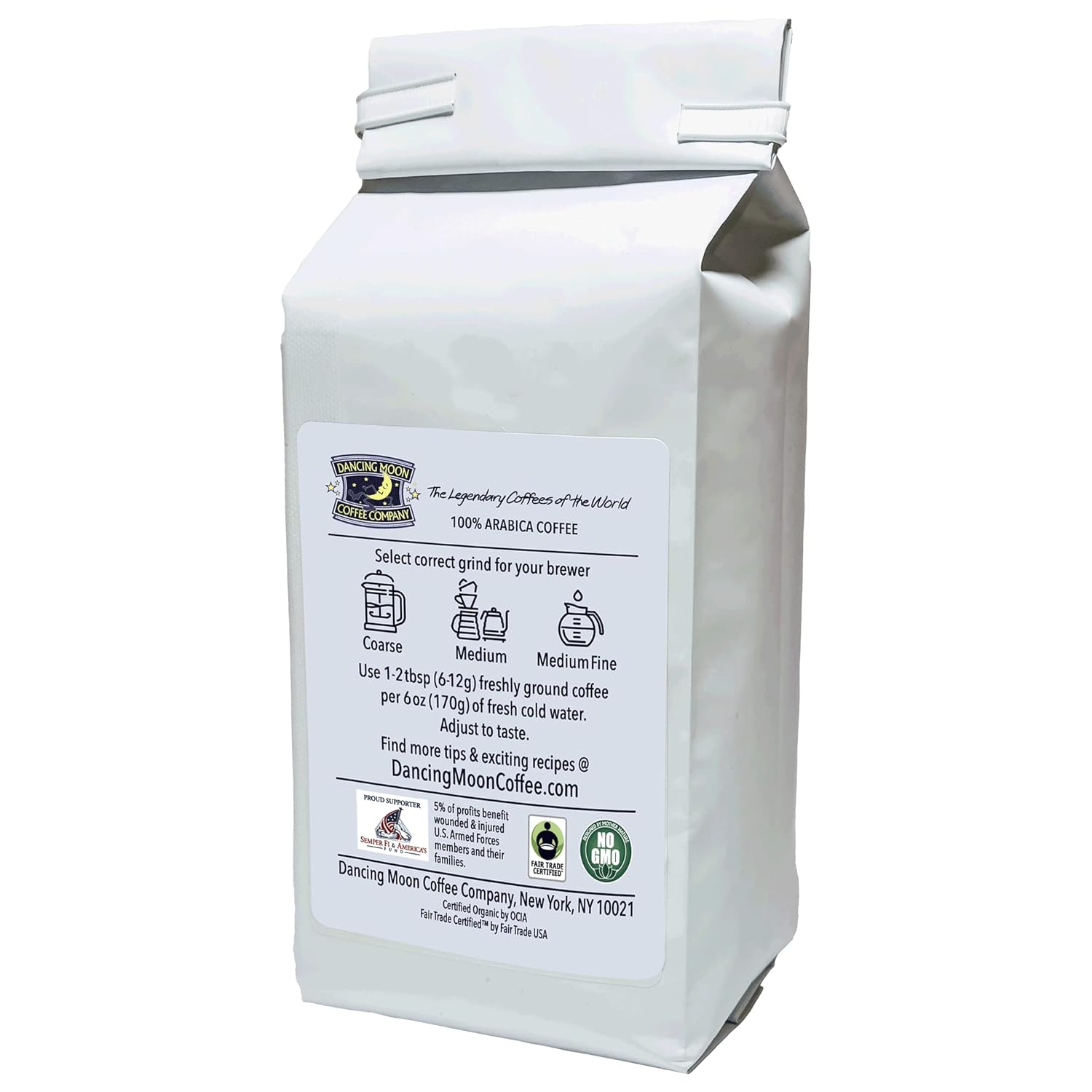 Dancing Moon Sumatra Mandheling Coffee – Grano entero tostado oscuro, antioxidante orgánico de comercio justo (Sumatra, (1) bolsa de 12 onzas