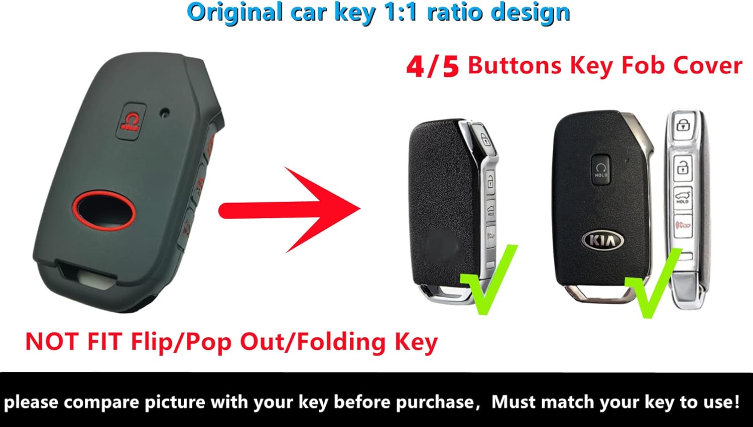Funda de goma de silicona para llavero compatible con Kia Forte K5 NIRO Seltos Sorento Soul Sportage Telluride Cadenza 2019-2021 (no para llaves con