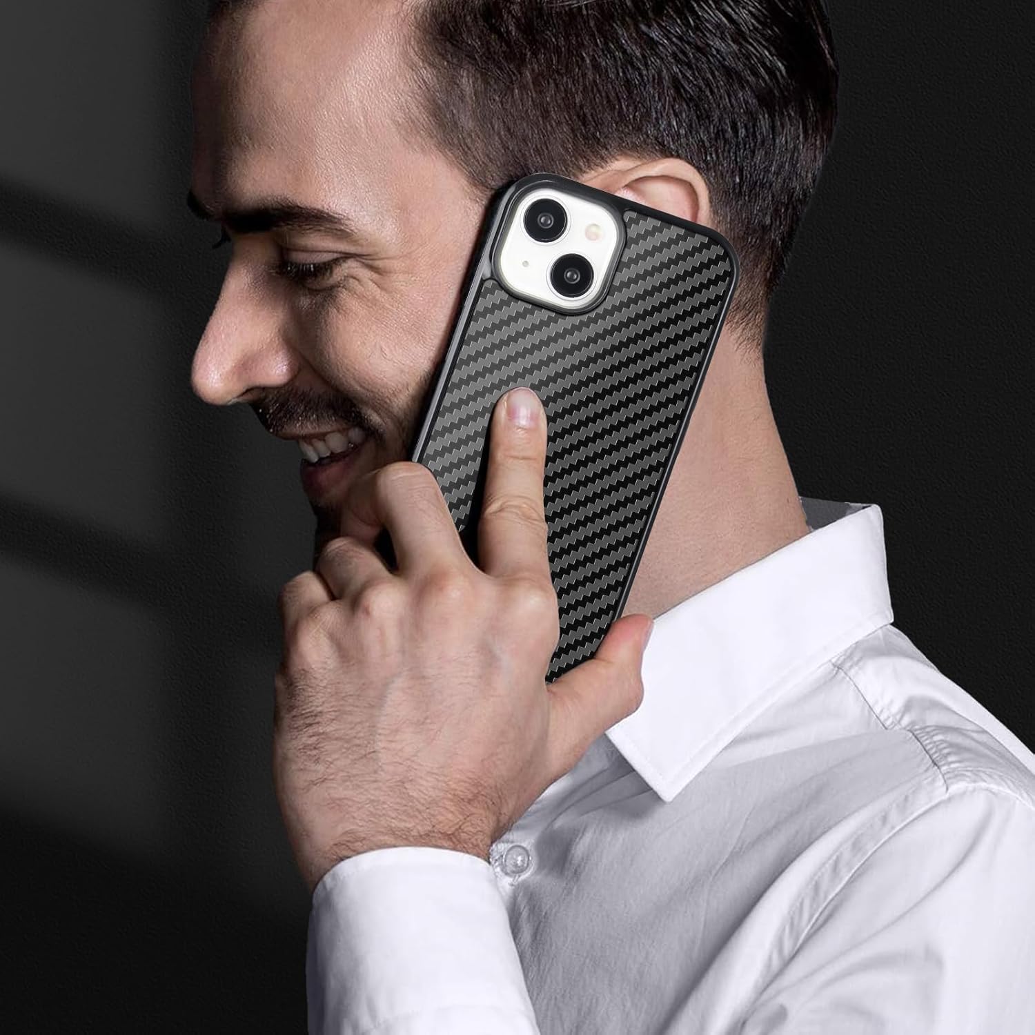 MONOCARBON Funda de fibra de carbono real para iPhone 15, lujosa funda de sarga minimalista de 6.1 pulgadas a prueba de caídas compatible con