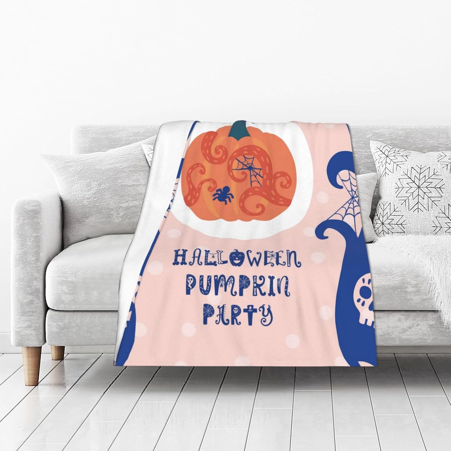 Manta de calabaza para mujer, suave manta de forro polar de verano, lavable, manta ligera de viaje para sofá, cama, sillón durante todas las