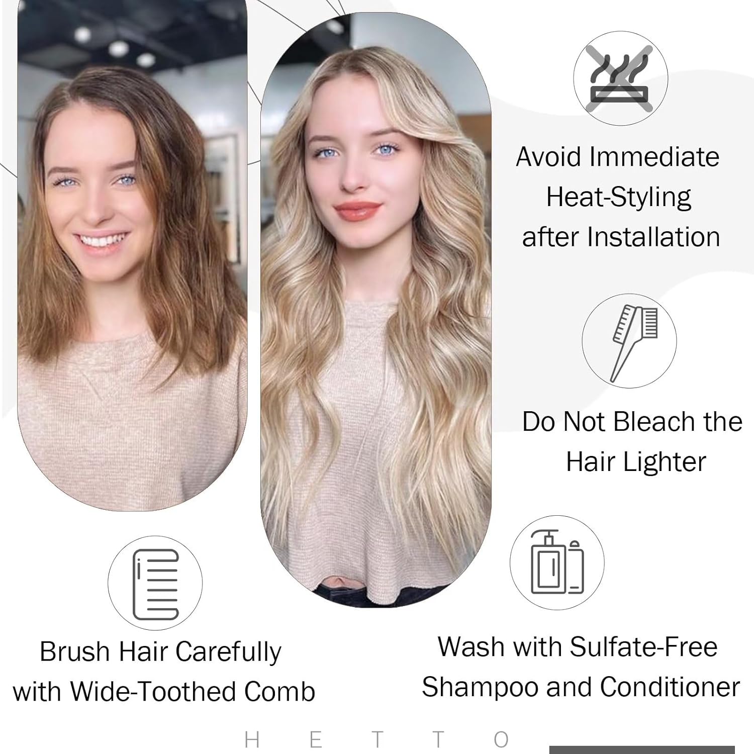 Hetto Extensiones de cabello humano rubio con trama para coser, extensiones de cabello humano #18613, color rubio #18613, extensiones de cabello