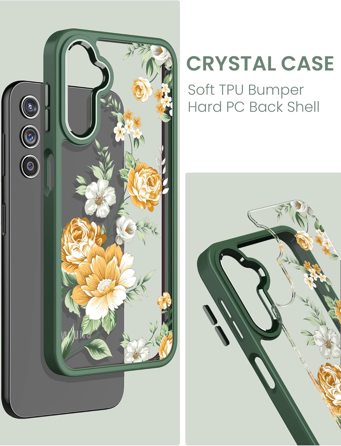 Funda para Samsung Galaxy A14 5G con protector de pantalla de vidrio templado 2 unidades, protección de grado militar TPU suave y policarbonato