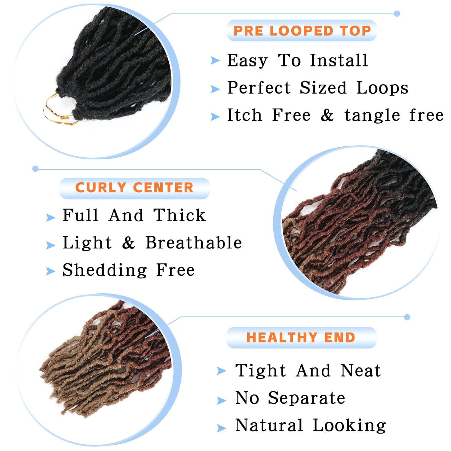 Rastas de cabello sintético de ganchillo, extensiones suaves de 22 pulgadas, 7 paquetes de rastas suaves preenrolladas para mujeres negras,