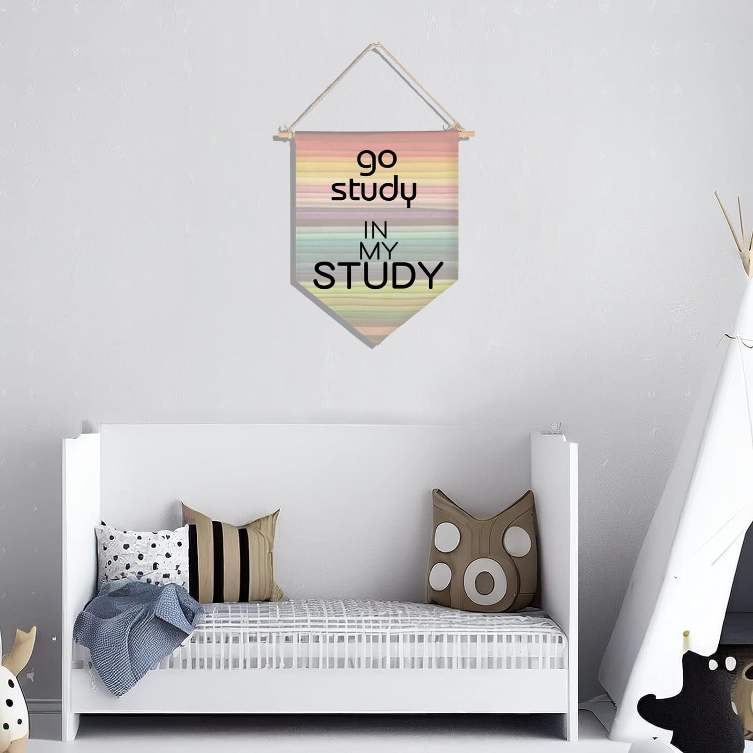 Decoración para el aula, póster decorativo con texto en inglés Go Study in My Study, banderín colgante para puerta, cartel colorido con citas