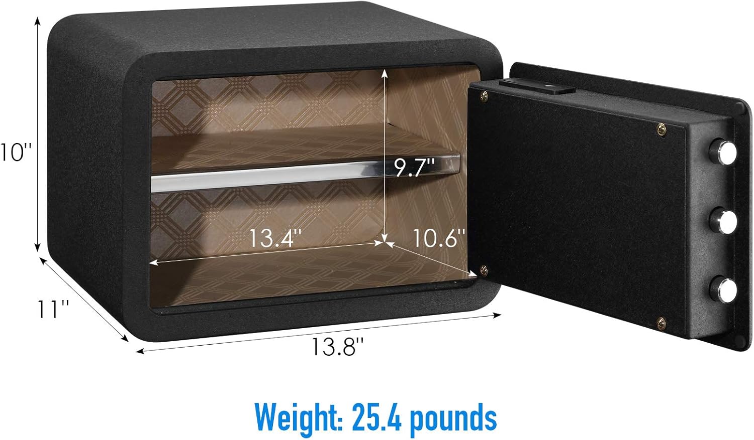 Tenamic Caja de seguridad biométrica de huellas dactilares, 0.85 pies cúbicos, impermeable, con luz de inducción y cuero, acero de aleación sólida