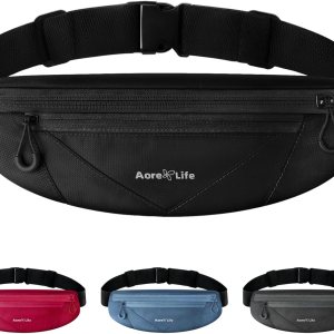 Cinturón para correr, Negro -, Correa corriente de nylon de la tela impermeable, riñonera con la correa ajustable de la cintura Cinturón para correr, Negro -, Correa corriente de nylon de la tela impermeable, riñonera con la correa ajustable de la cintura