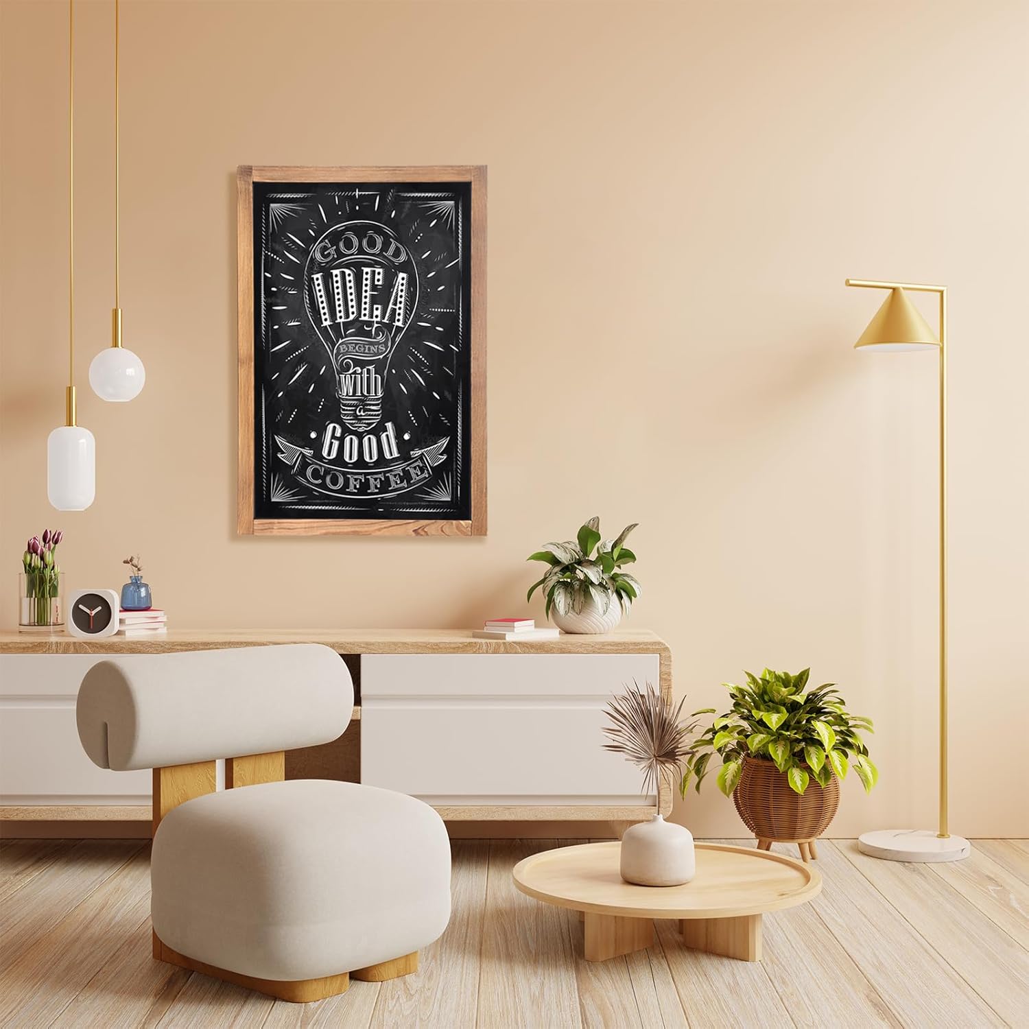 Pizarra magnética pequeña para pared con marco de madera rústica, pizarra decorativa para niños, pizarra colgante para el hogar, oficina,