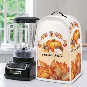 FUIBENG Hello Fall – Cubierta pequeña para electrodomésticos de cocina, cubierta para licuadora de hojas de arce con hongo de calabaza, erizo, funda FUIBENG Hello Fall – Cubierta pequeña para electrodomésticos de cocina, cubierta para licuadora de hojas de arce con hongo de calabaza, erizo, funda