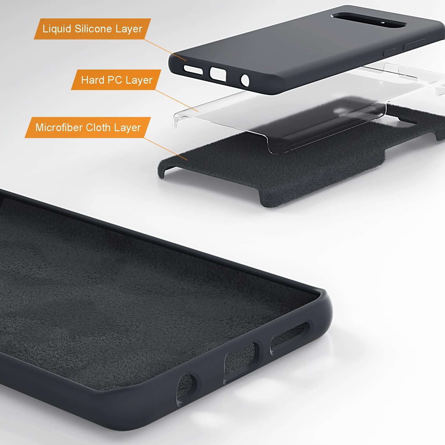 E Segoi Funda Samsung Galaxy S10 Plus de 6.4 pulgadas, S10+ de gel de silicona líquida a prueba de golpes, funda de tela de microfibra suave con