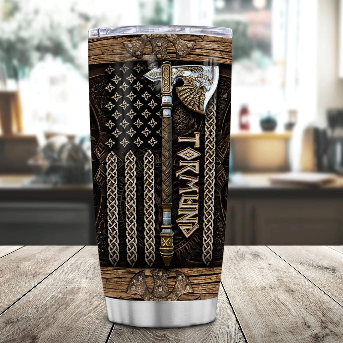 wowcugi Regalos vikingos personalizados, vaso vikingo de 20 onzas, 30 onzas, bandera de los vikingos nórdicos americanos, taza de viaje, taza de