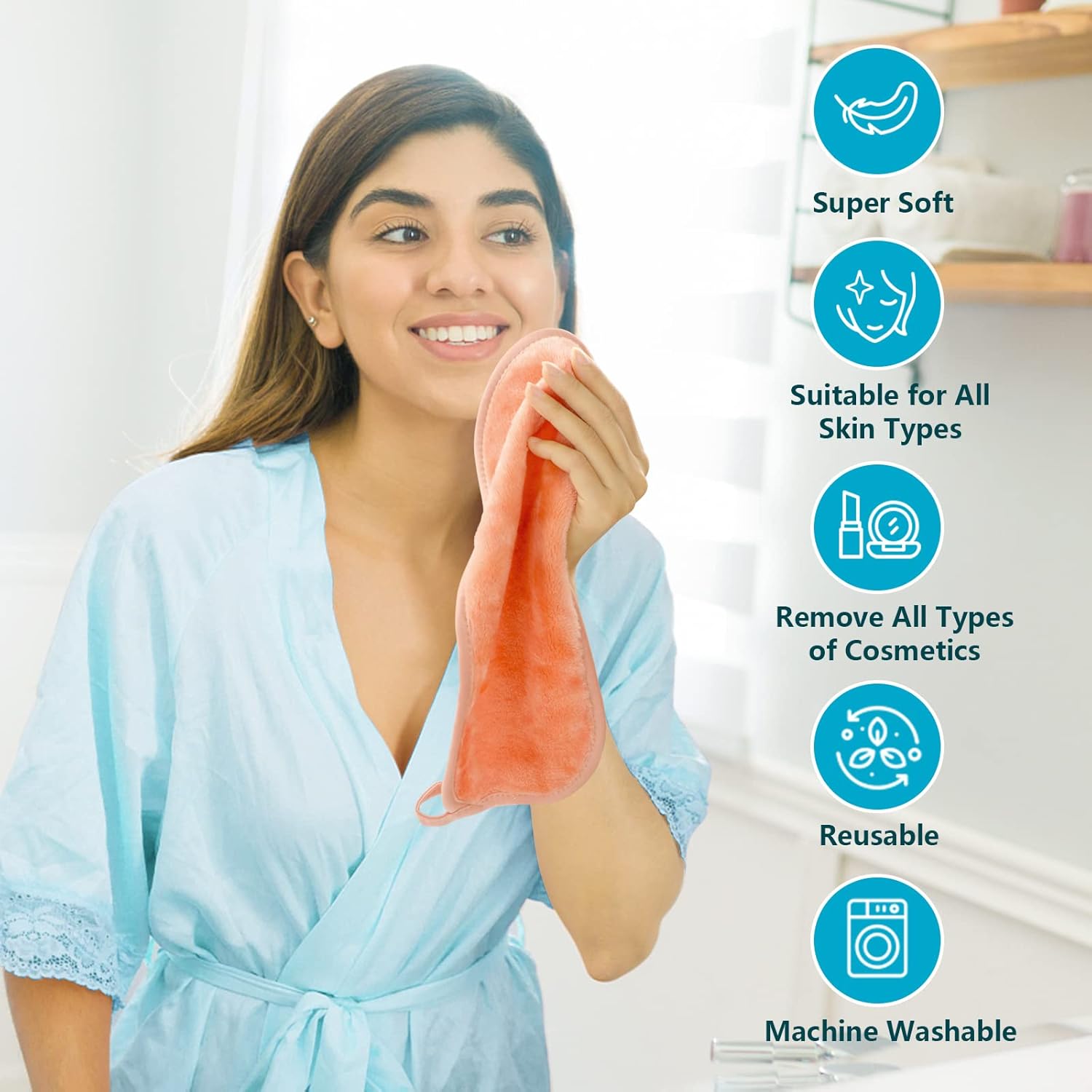 Orighty Paquete de 12 paños removedores de maquillaje, paños de limpieza facial de microfibra reutilizables, elimina al instante la suciedad con