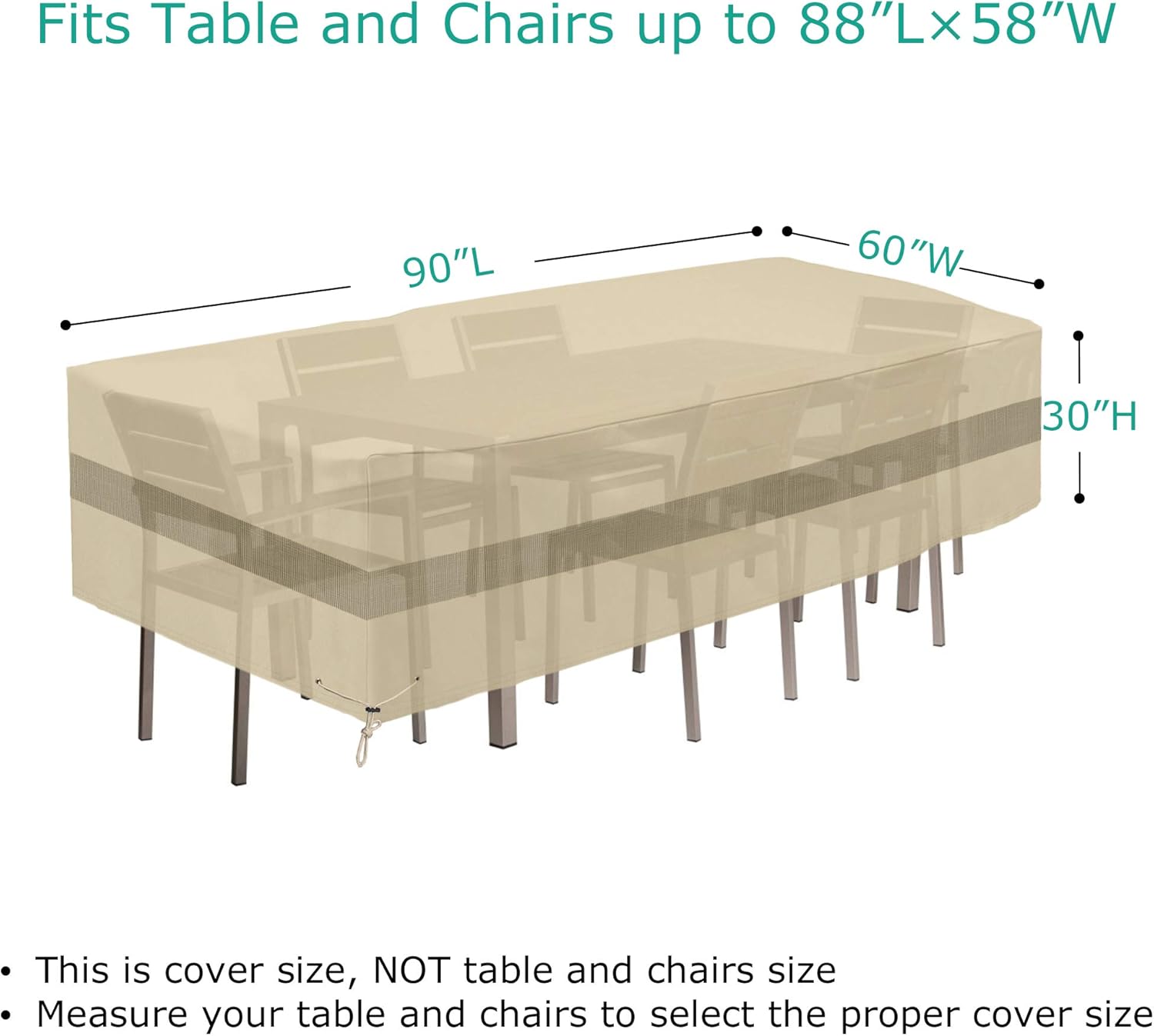 SunPatio Funda rectangular para mesa y sillas de patio, resistente al agua, juego de muebles de exterior para comedor, resistente a la intemperie,