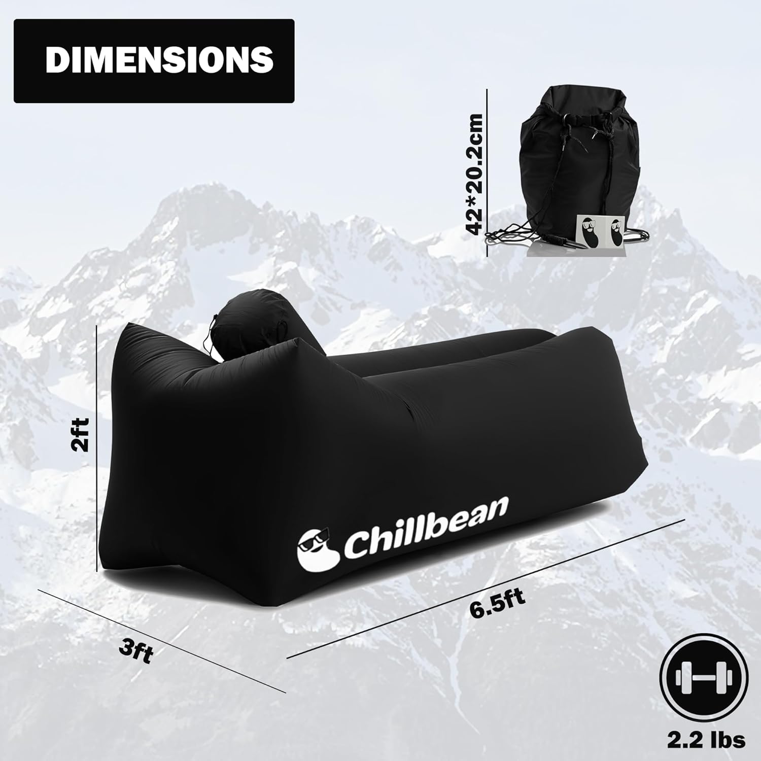 Tumbona inflable, tumbona inflable con almohada, sofá inflable de playa, sofá de nailon de una sola capa antifugas para acampar al aire libre,