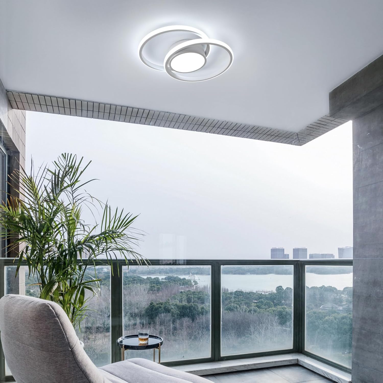 AUA Juego de 2 lámparas LED de techo, modernas luces de techo semiempotradas, color blanco frío de 6000 K, lámparas de techo para cocina, comedor,
