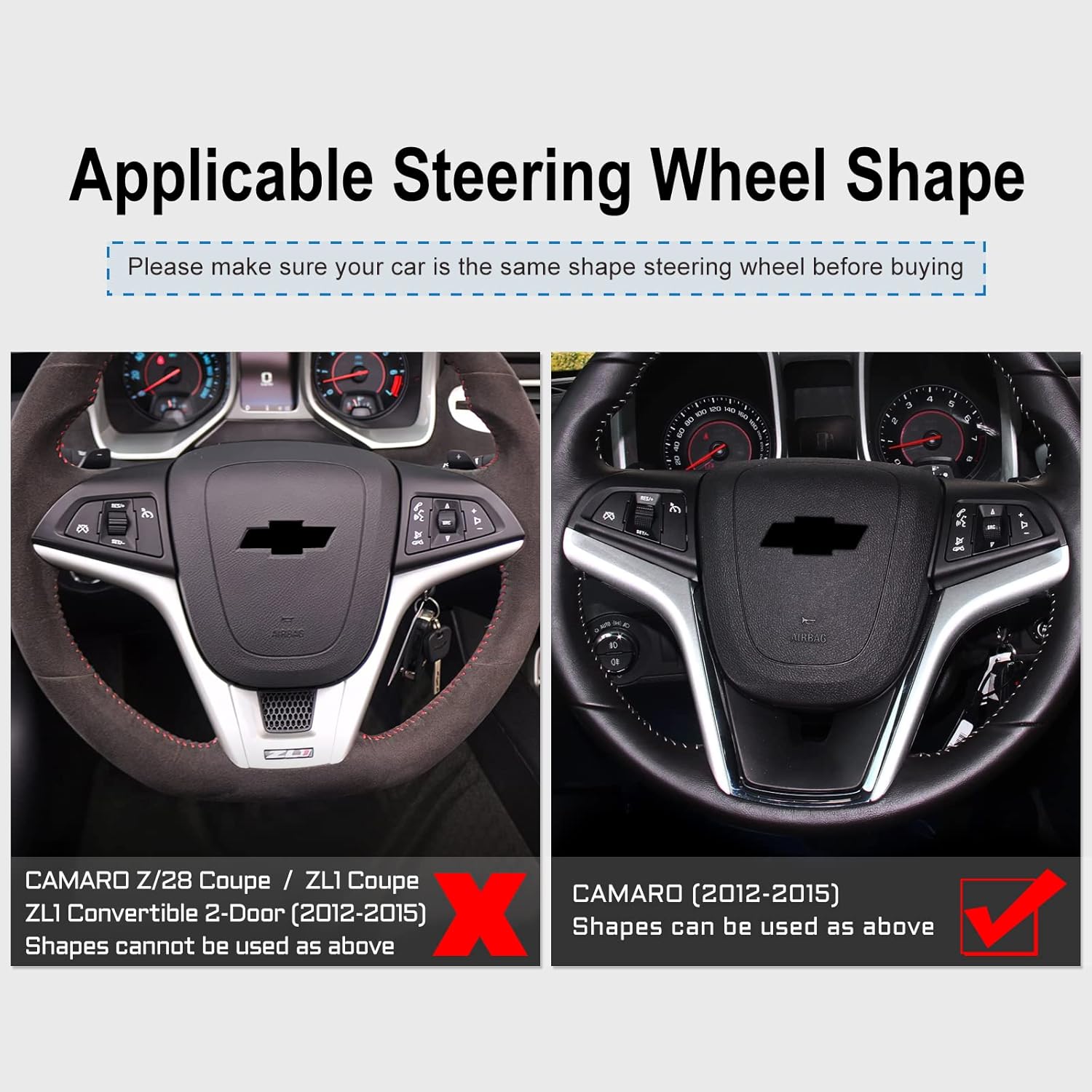 AIRSPEED Adhesivo de botón para volante de automóvil, de fibra de carbono, compatible con accesorios Chevrolet Camaro 2012-2015 (rojo)