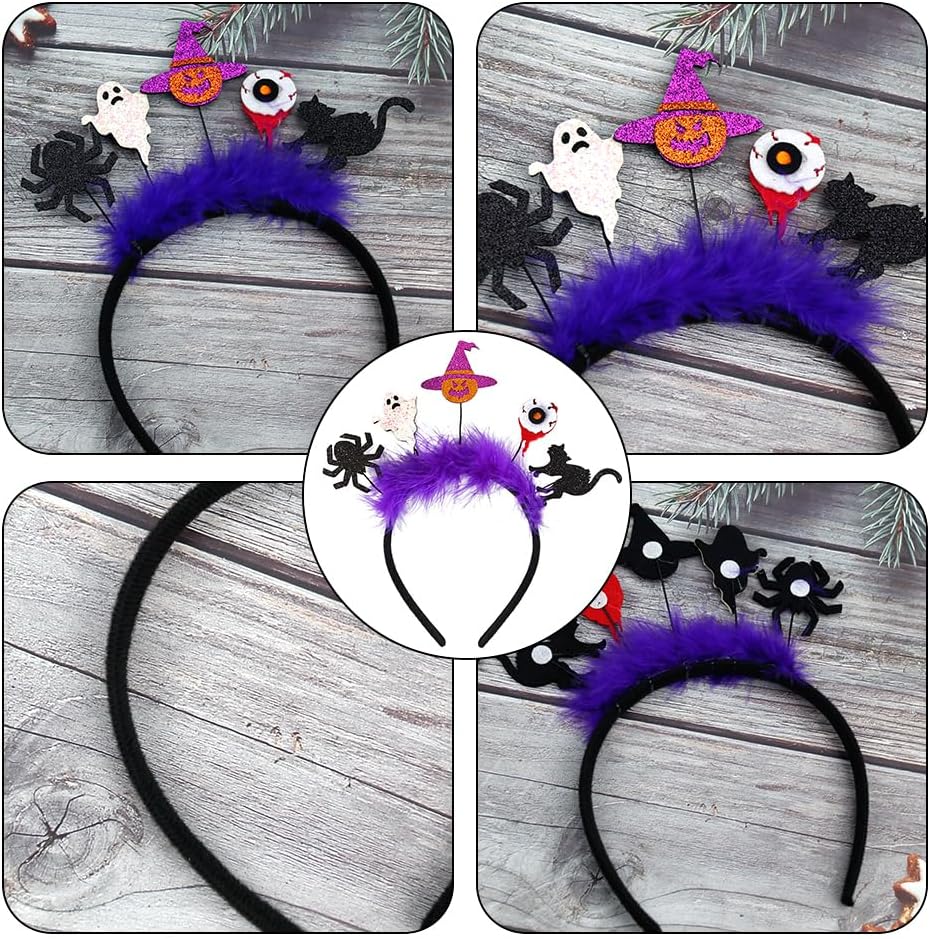 ZEYER Diademas de Halloween a la moda de telaraña, lindo ojo, cabeza de calabaza, calavera y gato, accesorios para el cabello para mujeres y niños,