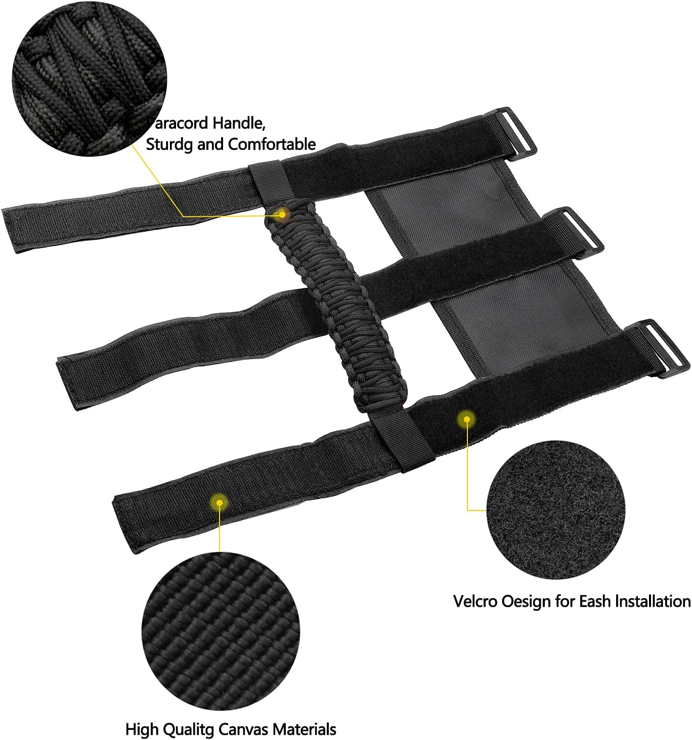 4 asas de agarre para Jeep Wrangler YJ TJ JK JKU JL JLU Sports Sahara Freedom Rubicon Unlimited X Gladiator JT 1955-2022 UTV ATV Paracord Manijas
