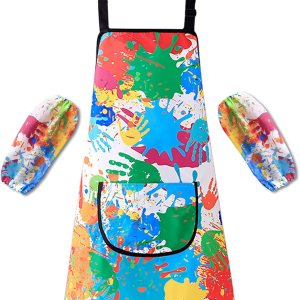 Bata de arte para niños, delantal de pintura para niños, bata de artista con bolsillo y mangas largas, sección larga, impermeable Bata de arte para niños, delantal de pintura para niños, bata de artista con bolsillo y mangas largas, sección larga, impermeable